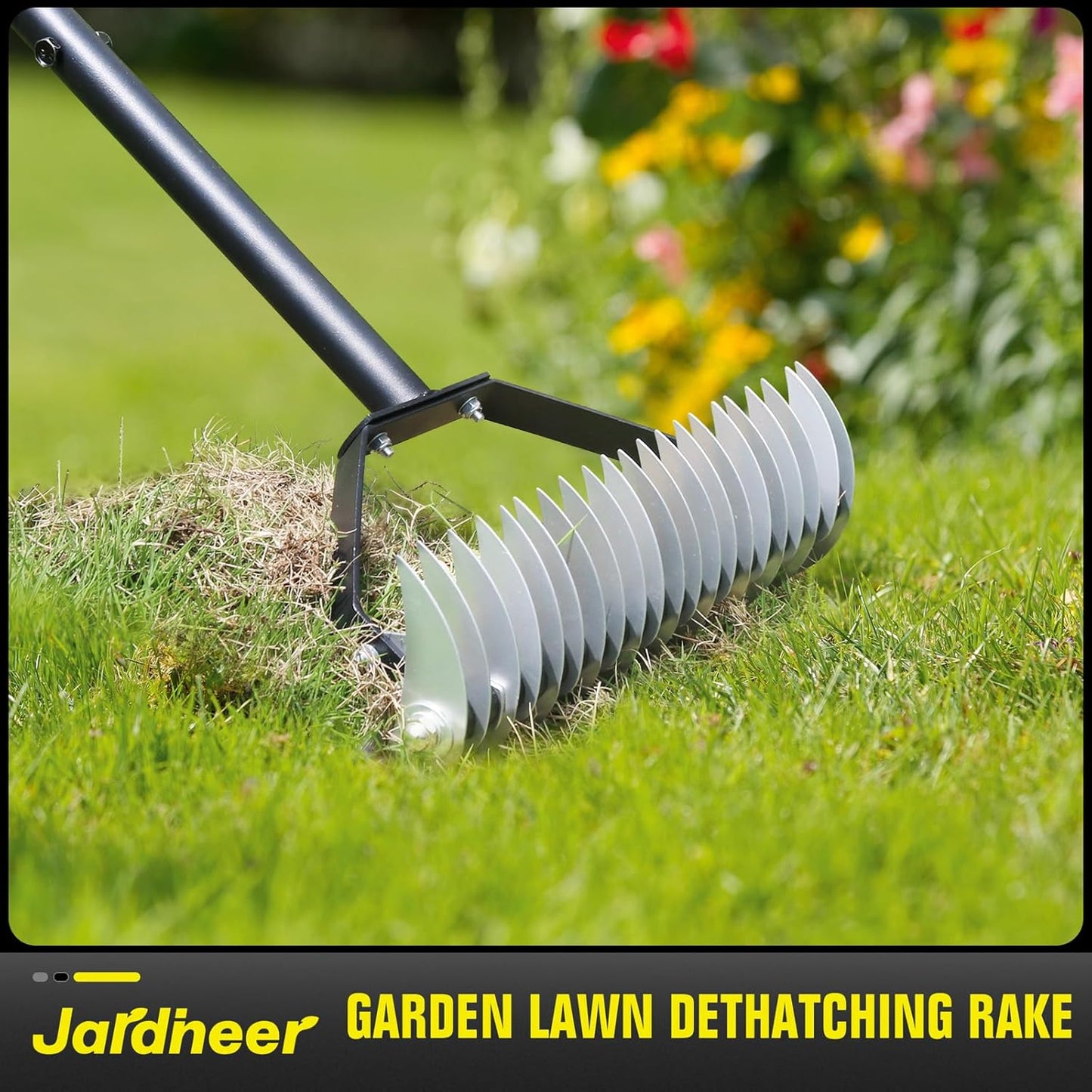 Jardineer Thatch Rake for Lawns, 61.4" Long Handle Manual Dethatcher w