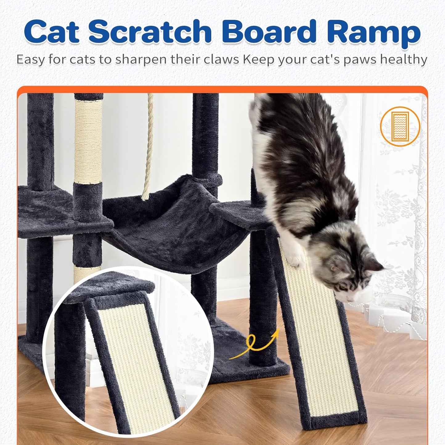 Cat Tree Tower 63in Multi-Level Cat Tower for Indoor Cats with Sisal S