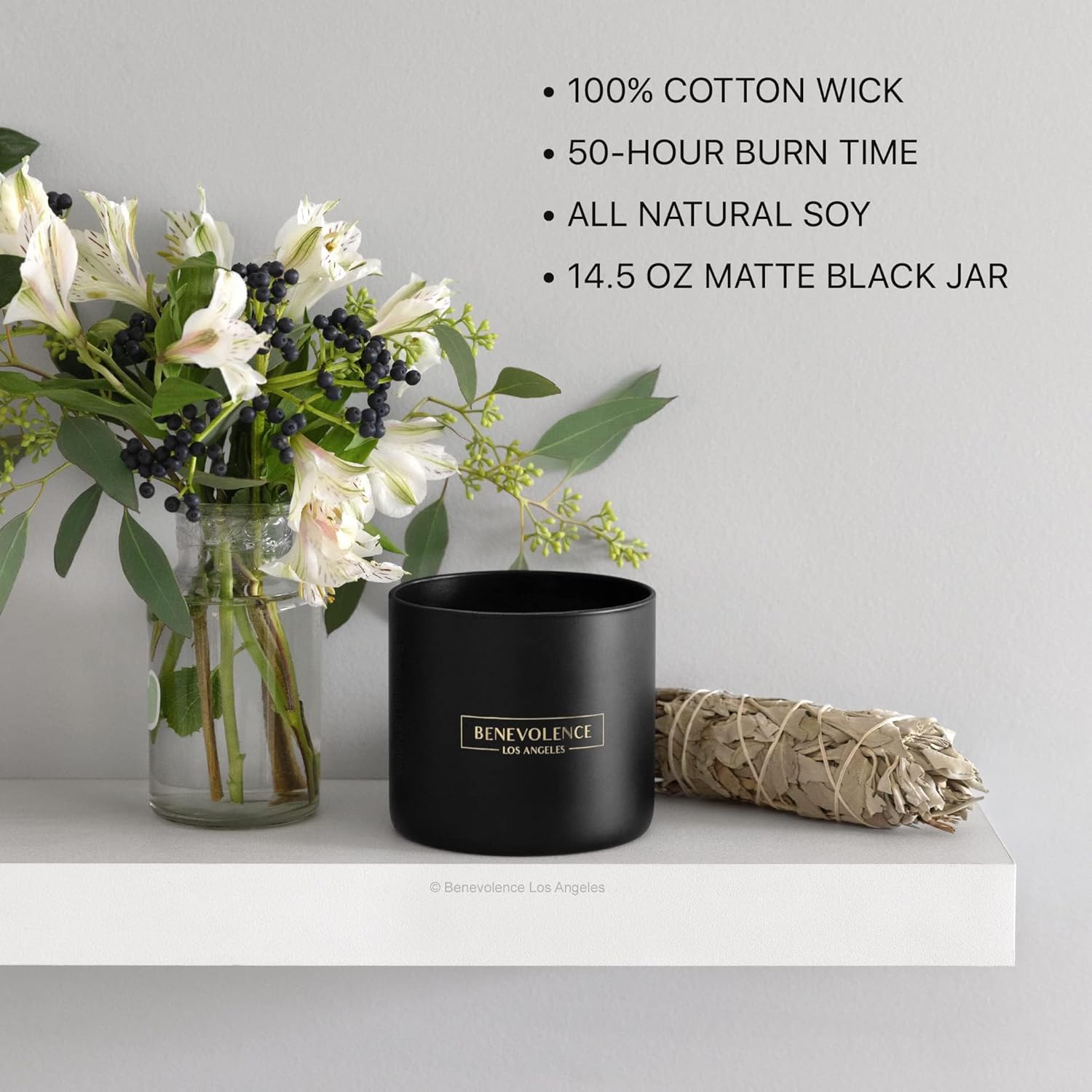 Benevolence LA 3 Wick Candle, Bergamot & Jasmine Large Christmas Scent
