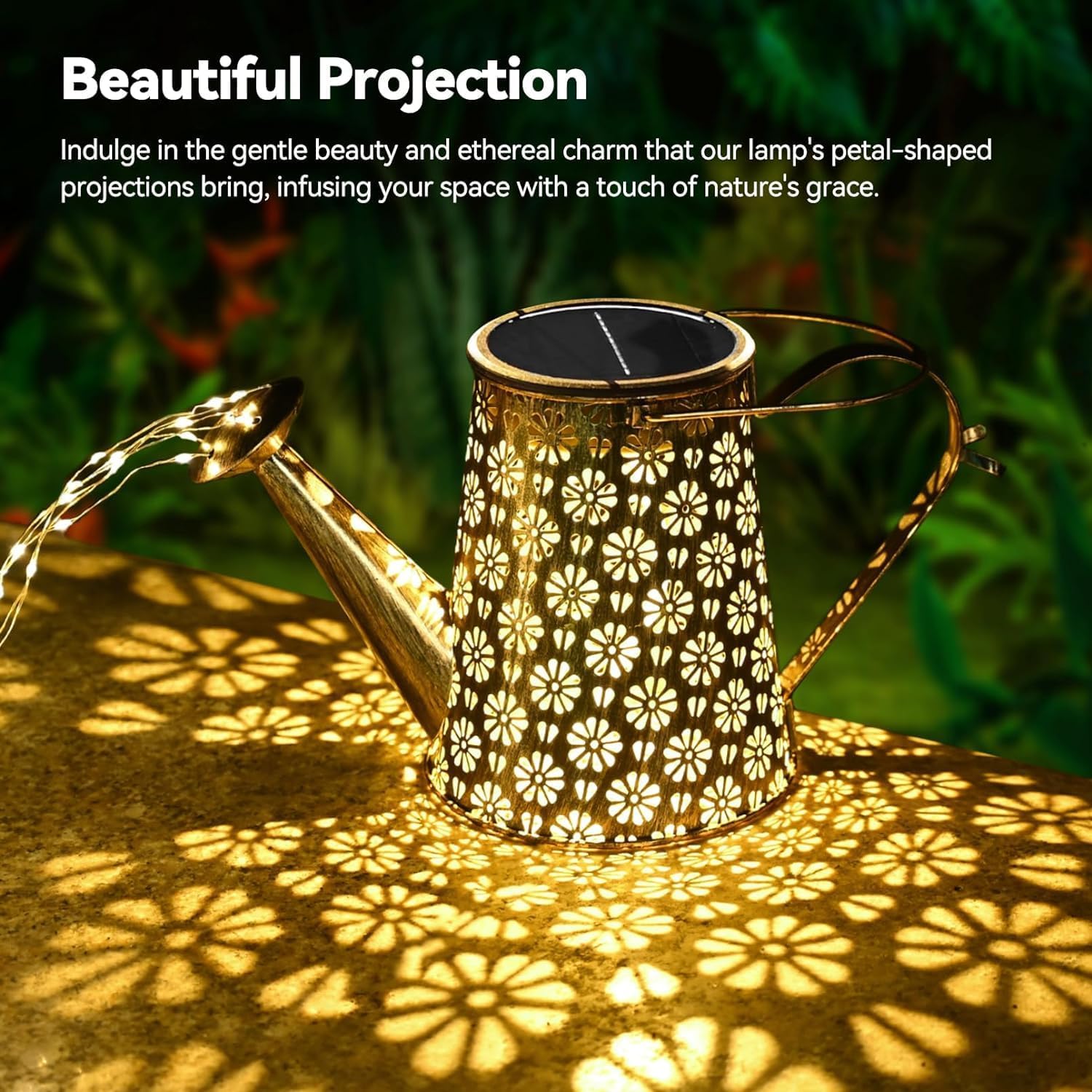 2 Pack Solar Watering Can with Lights,Solar Outdoor Garden Decor Water