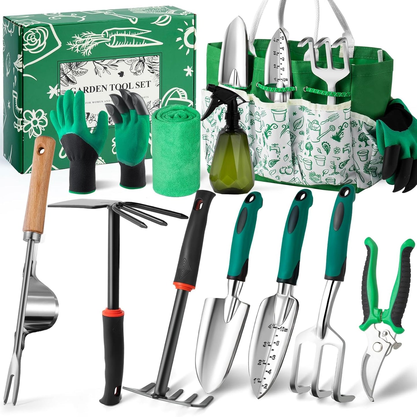 Garden Tool Set for Women, 12pcs Heavy Duty Gardening Tools, Cute Gard