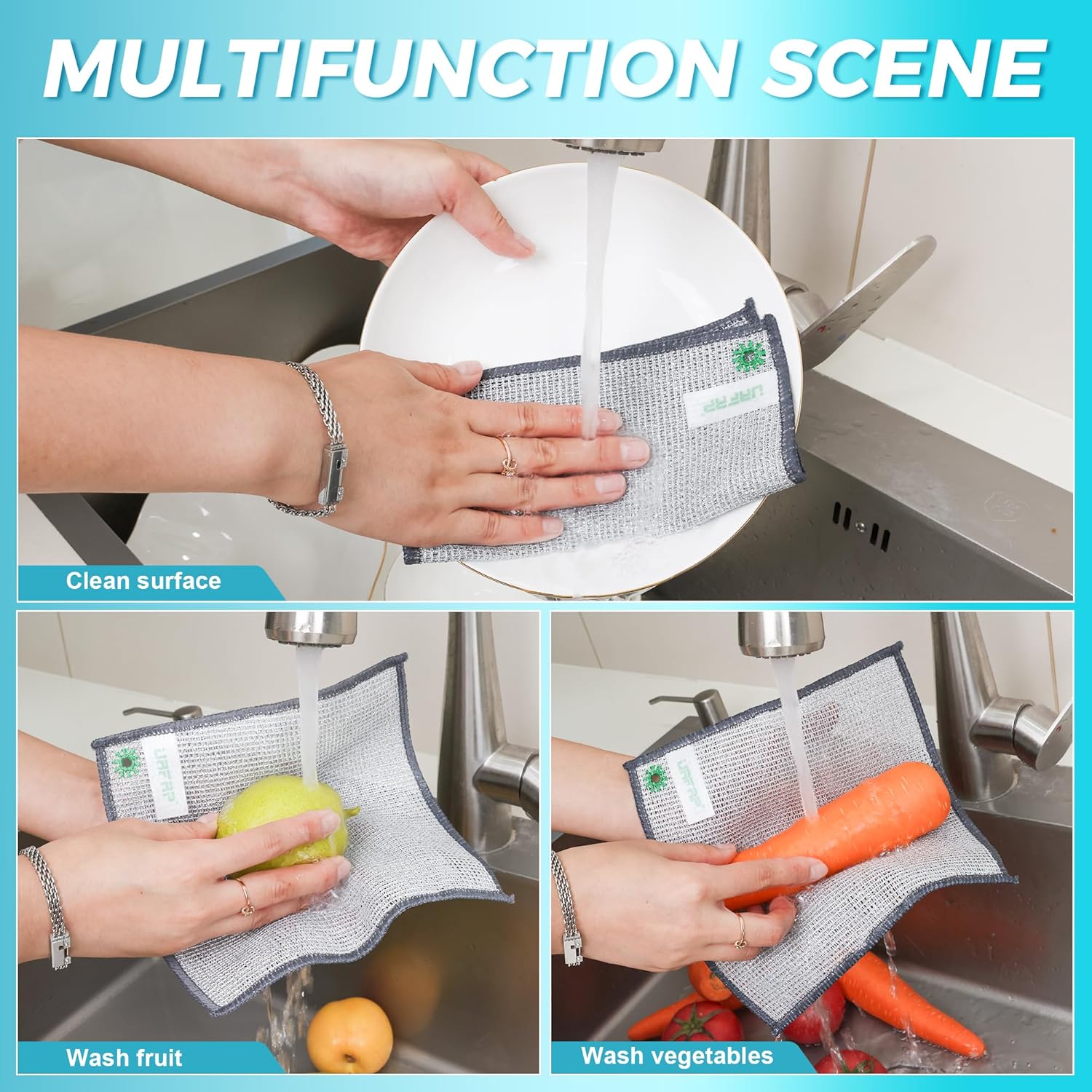 12 PCS Non Scratch Wire Dishcloth, Cleans Fast Without Scratching, Sta