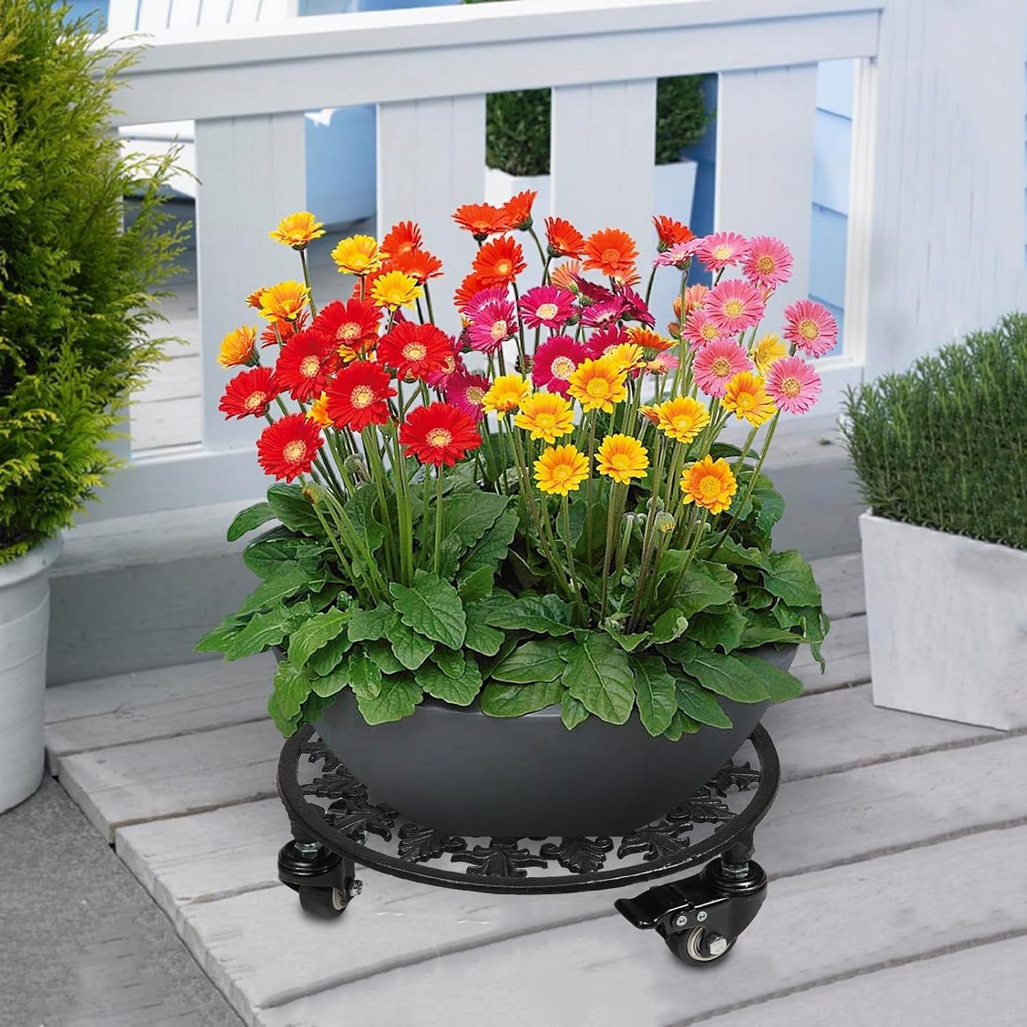 Rolling Plant Stand with Wheels, 2 Pack Heavy Duty Metal Plant Caddy 1