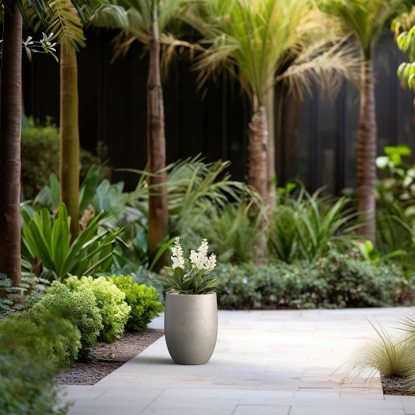 Kante 11.8 Inch Tall Concrete Planter, Large Indoor Outdoor Plant Pot 