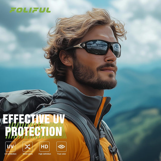 3 Pack Polarized Sports Sunglasses for Men, Mens Sunglasses Wrap Aroun