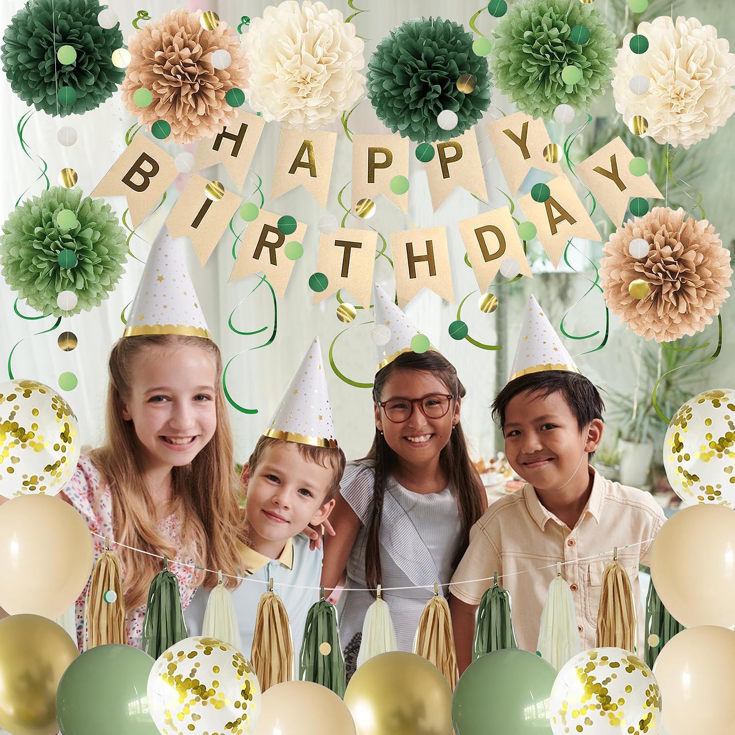 Green Birthday Party Decorations for Women Girls with Happy Birthday B