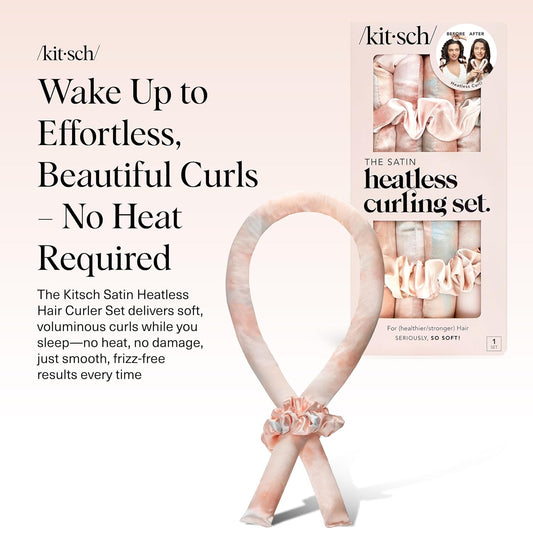 Kitsch Satin Heatless Curlers Set – Heatless Curls Overnight with 34" 