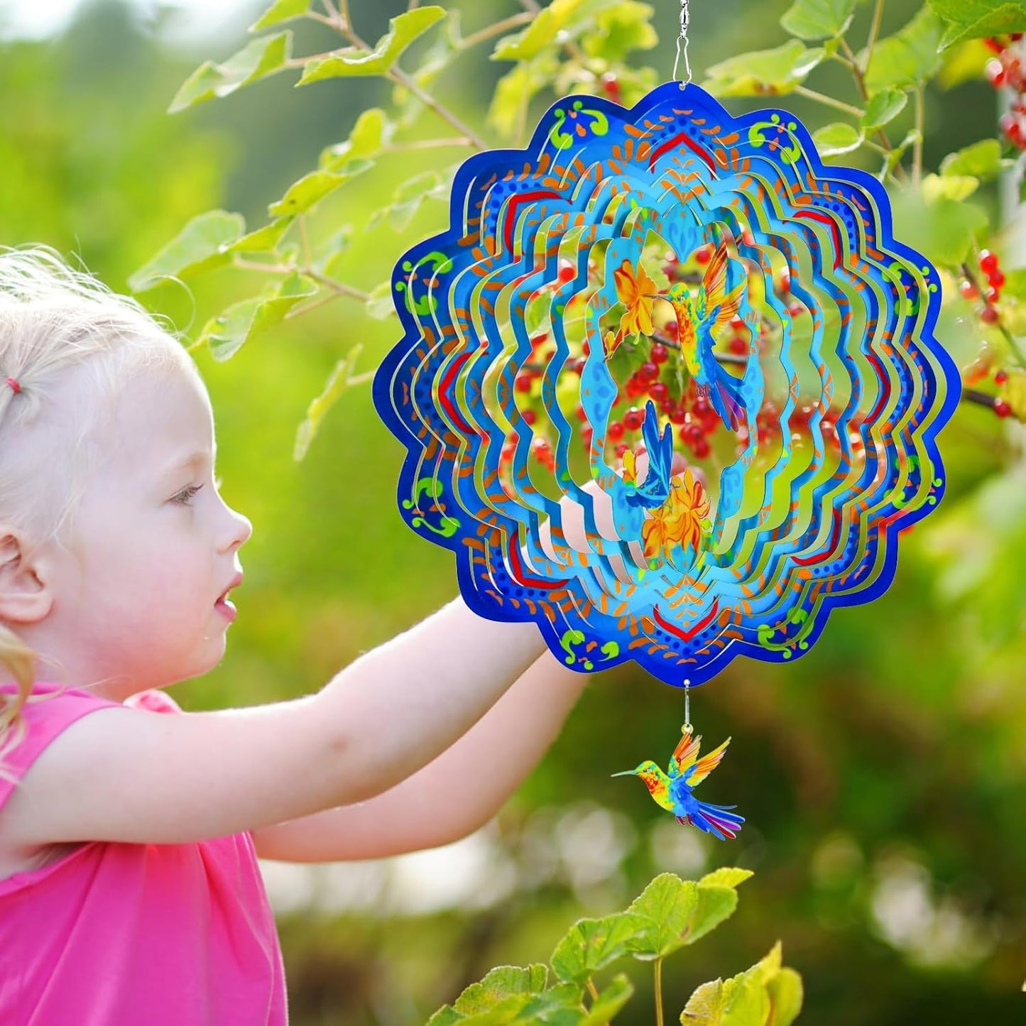 Wind Spinners,12 inch Hummingbird with 360° Swivel Hook for Yard and G