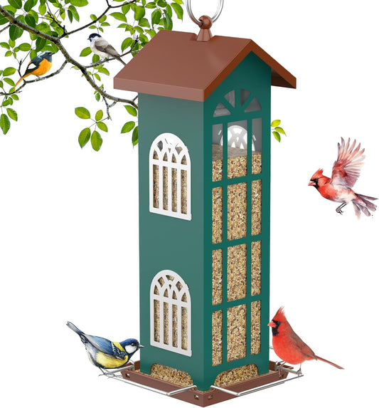 Metal Bird Feeder Bird Feeders for Outdoors Hanging,Waterproof and Rust-Proof,Easy Cleaning,Wild Bird Feeders Attracting Chickadees Goldfinches Cardinals Finches and Sparrows