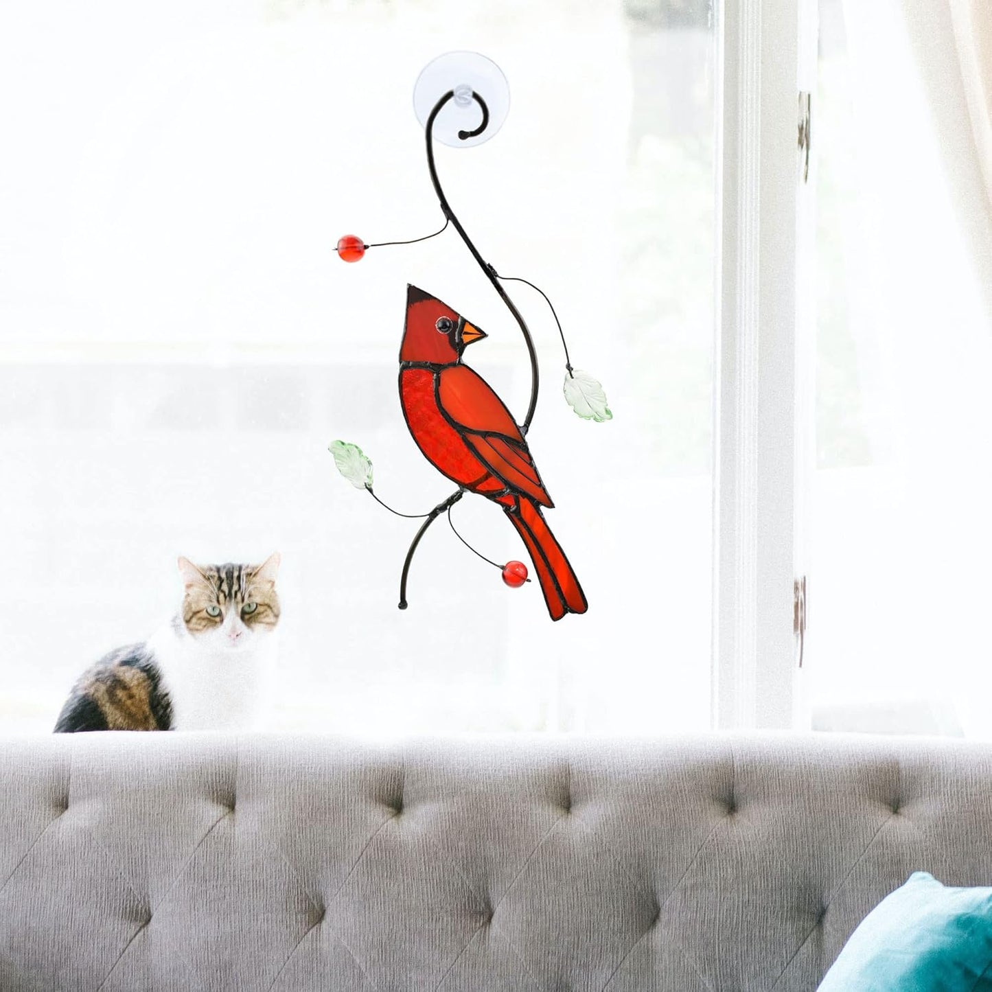 Lolitarcrafts Bigger Cardinal Stained Glass Window Hangings Cute Birds