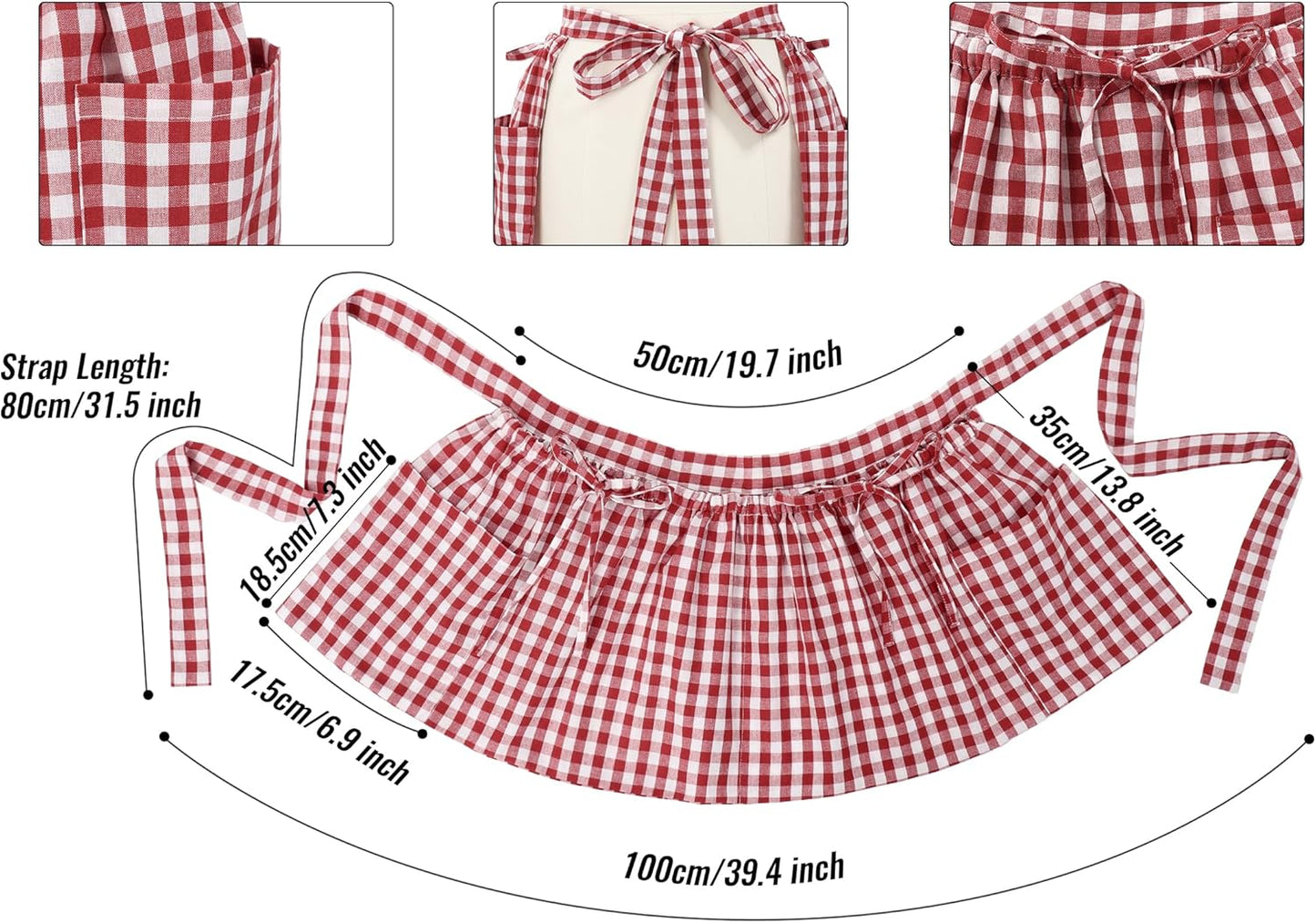 C-ZOFEK Linen Gardening Apron with Pockets for Women Men Farm Orchard Garden (Muiticolor)