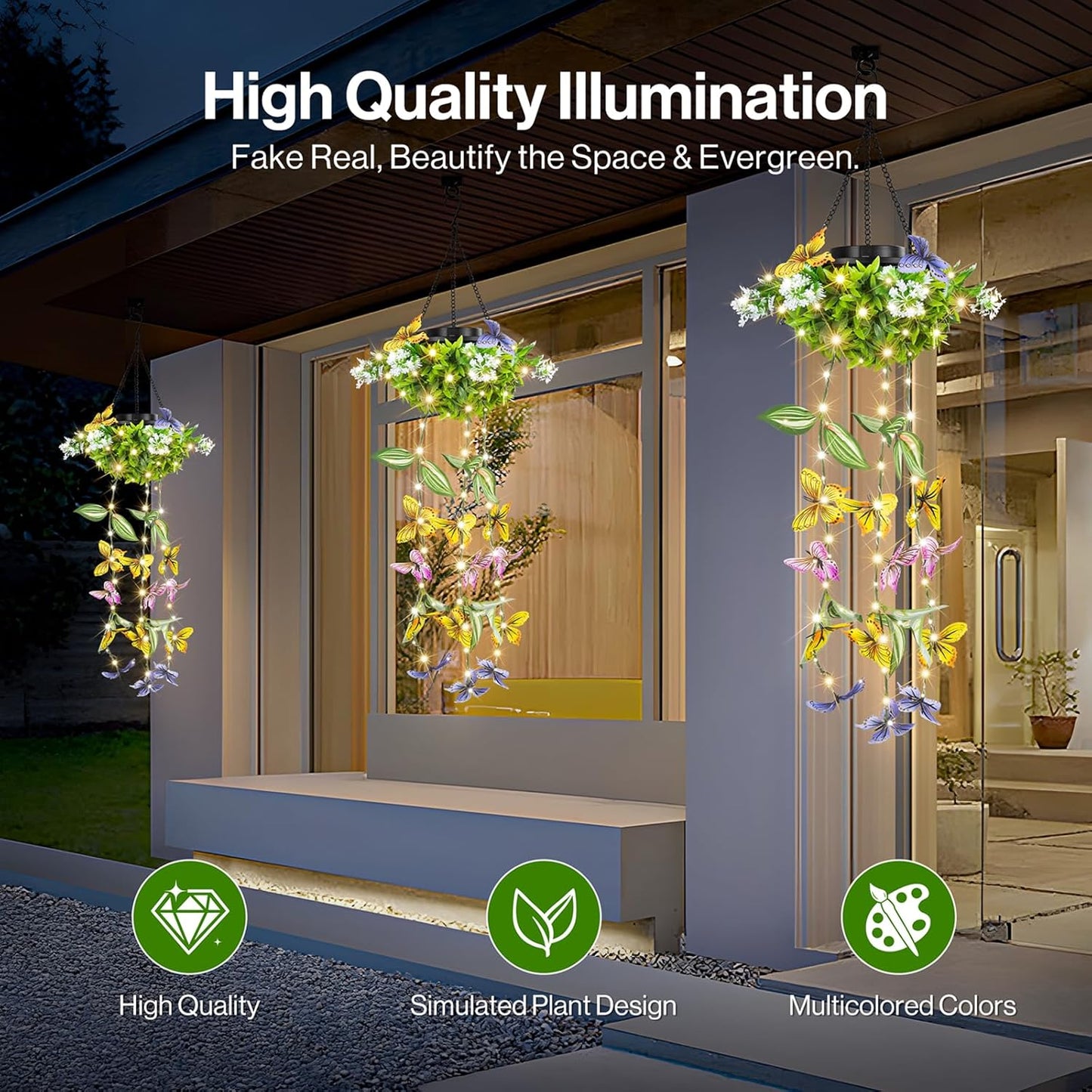 Colorful Solar Butterfly Lights for Spring & Summer Garden, 2 Pack Han
