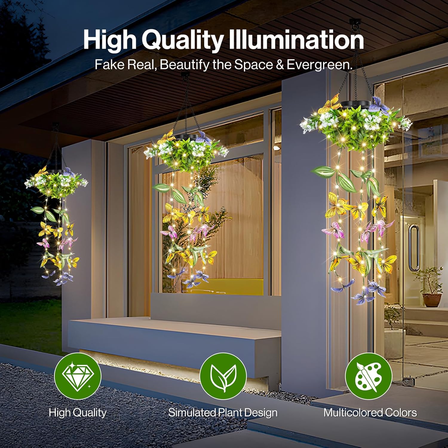 Colorful Solar Butterfly Lights for Spring & Summer Garden, 2 Pack Han
