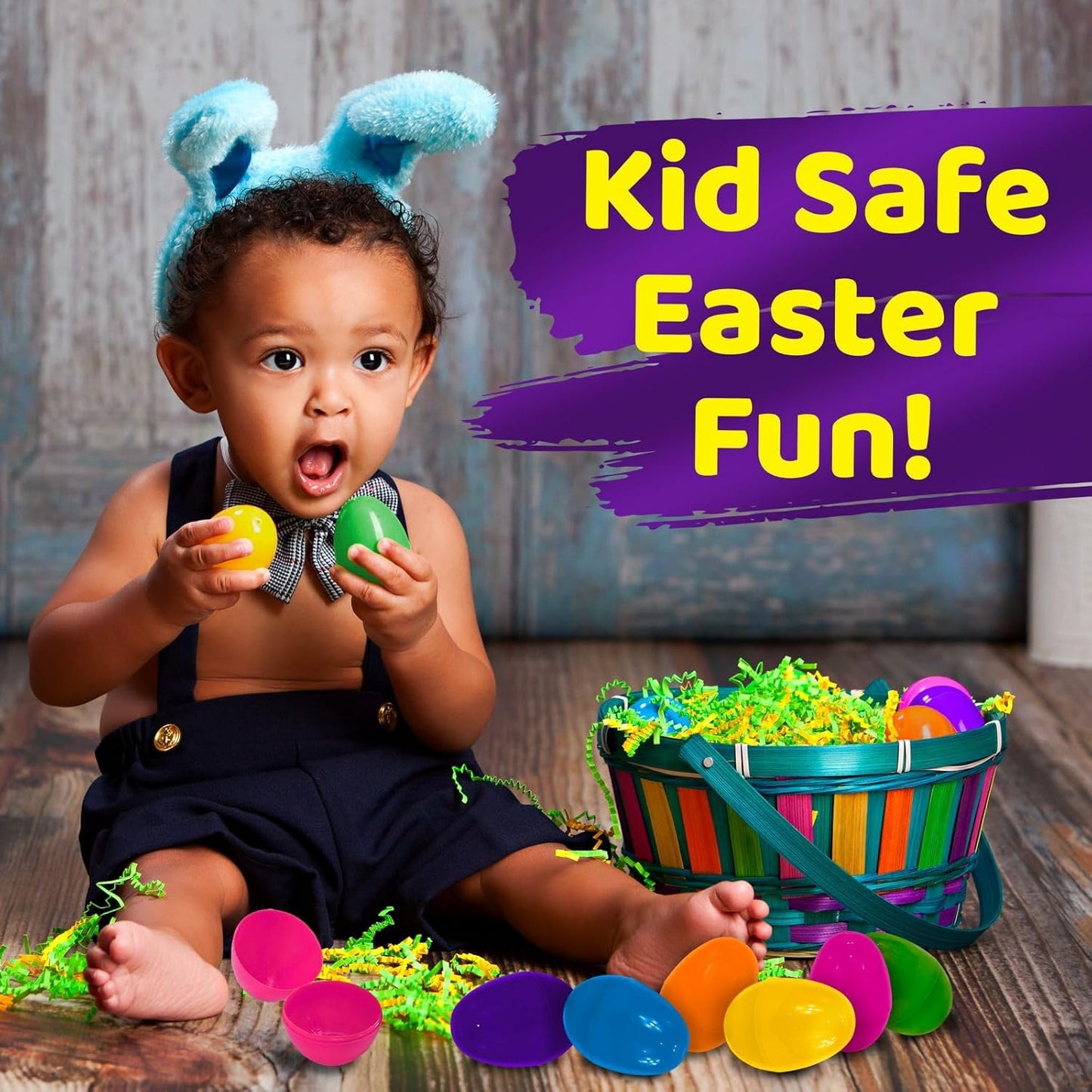 stargo 50 Pack - Plastic Easter Eggs Empty 3.2” Large Plastic Eggs Fillable for Easter Egg Hunt, Easter Egg Basket, Party Favor, Surprise Egg. Set of Bright Multicolored Eggs