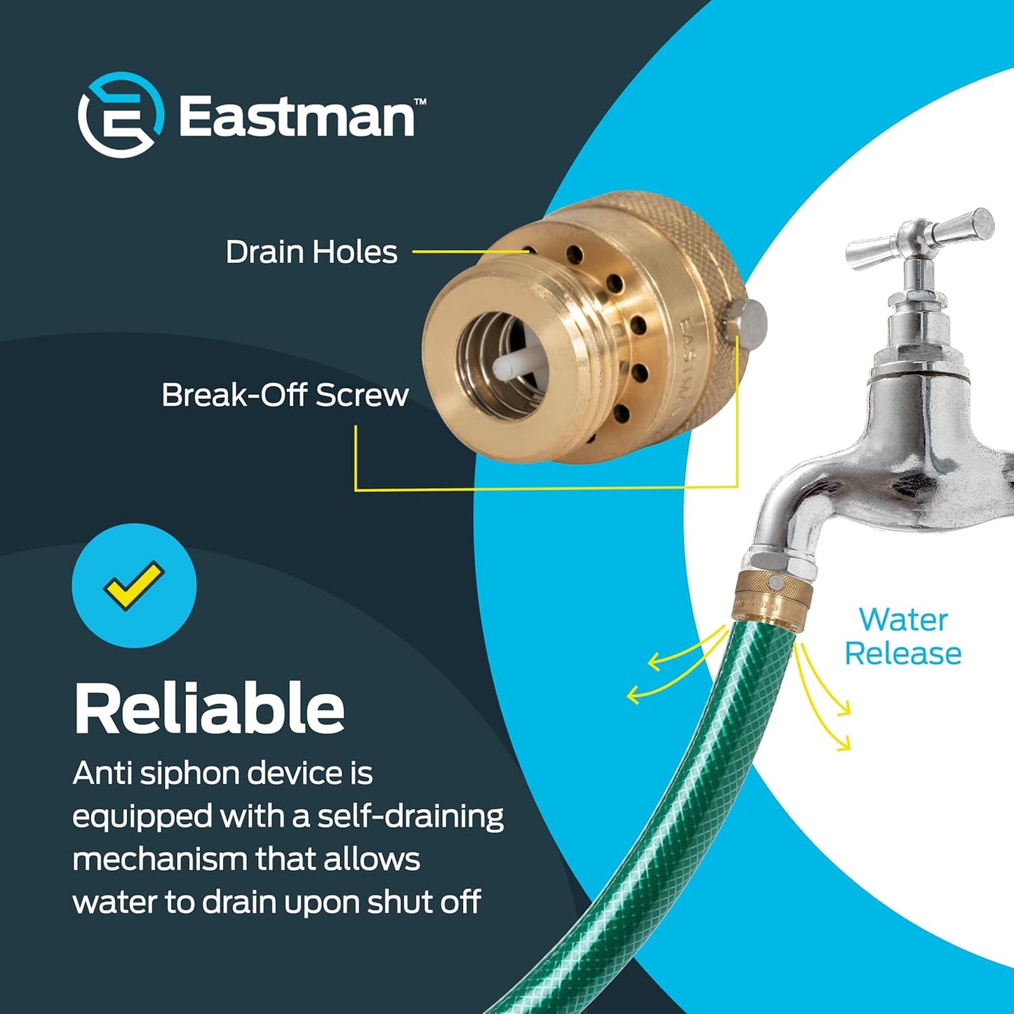 Eastman 3/4 Inch FHT x 3/4 Inch MHT Hose Bibb Anti Siphon Vacuum Break