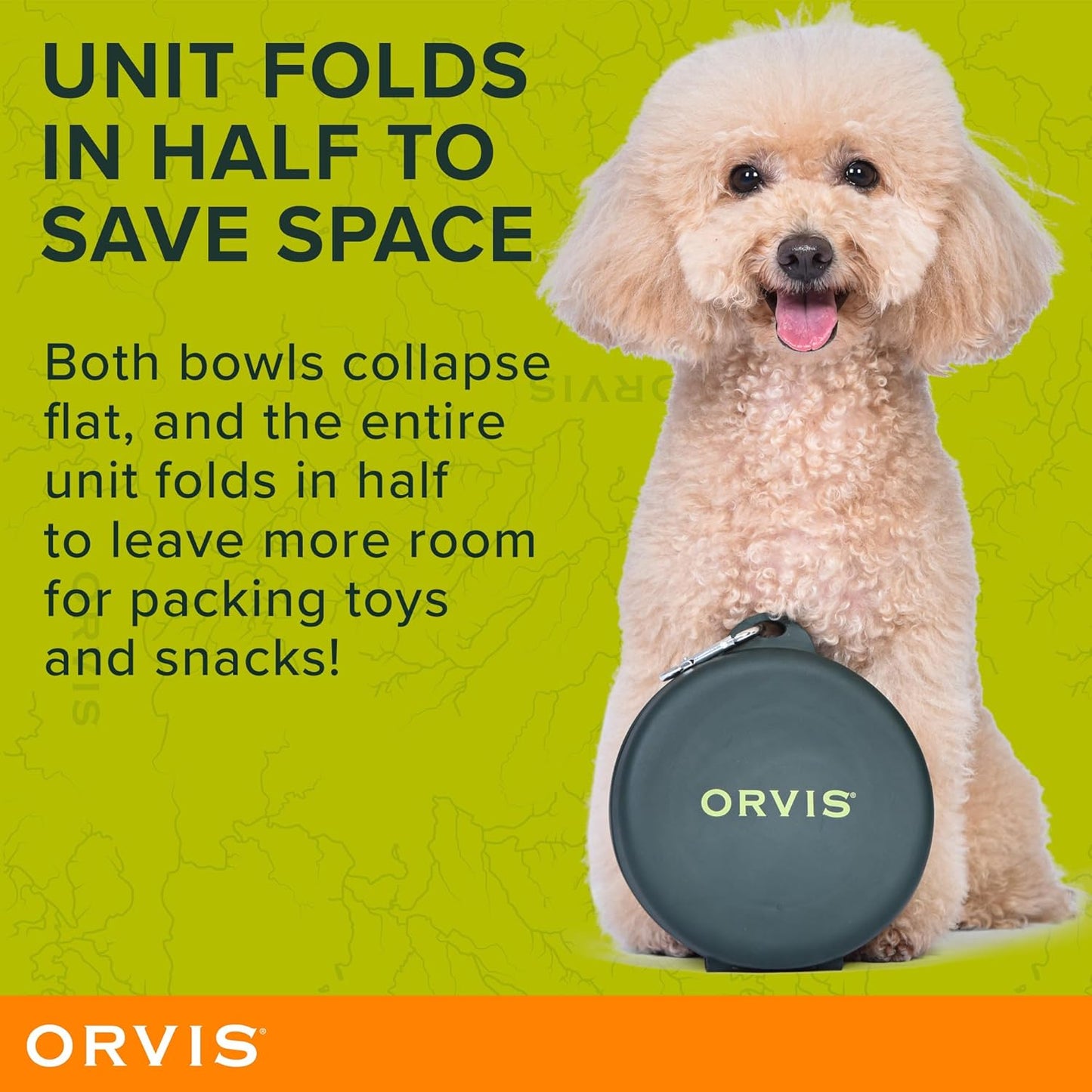 Orvis Pet Travel Collapsible Feeder with Food + Water Dish, 2-in-1, BP