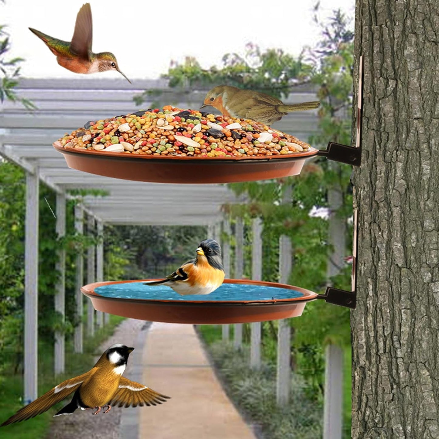 2. Spacious Double Deck Garden Bird Feeder Build Squirrel Guard Multif