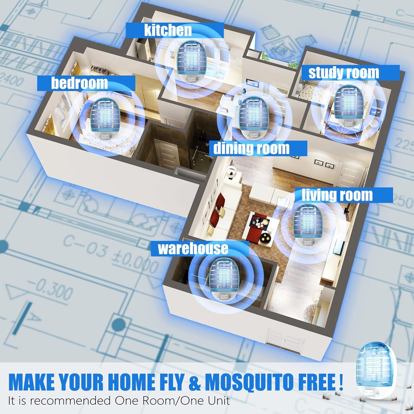 Bug Zapper Indoor, Electronic Fly Trap Insect Killer, Mosquitoes Kille