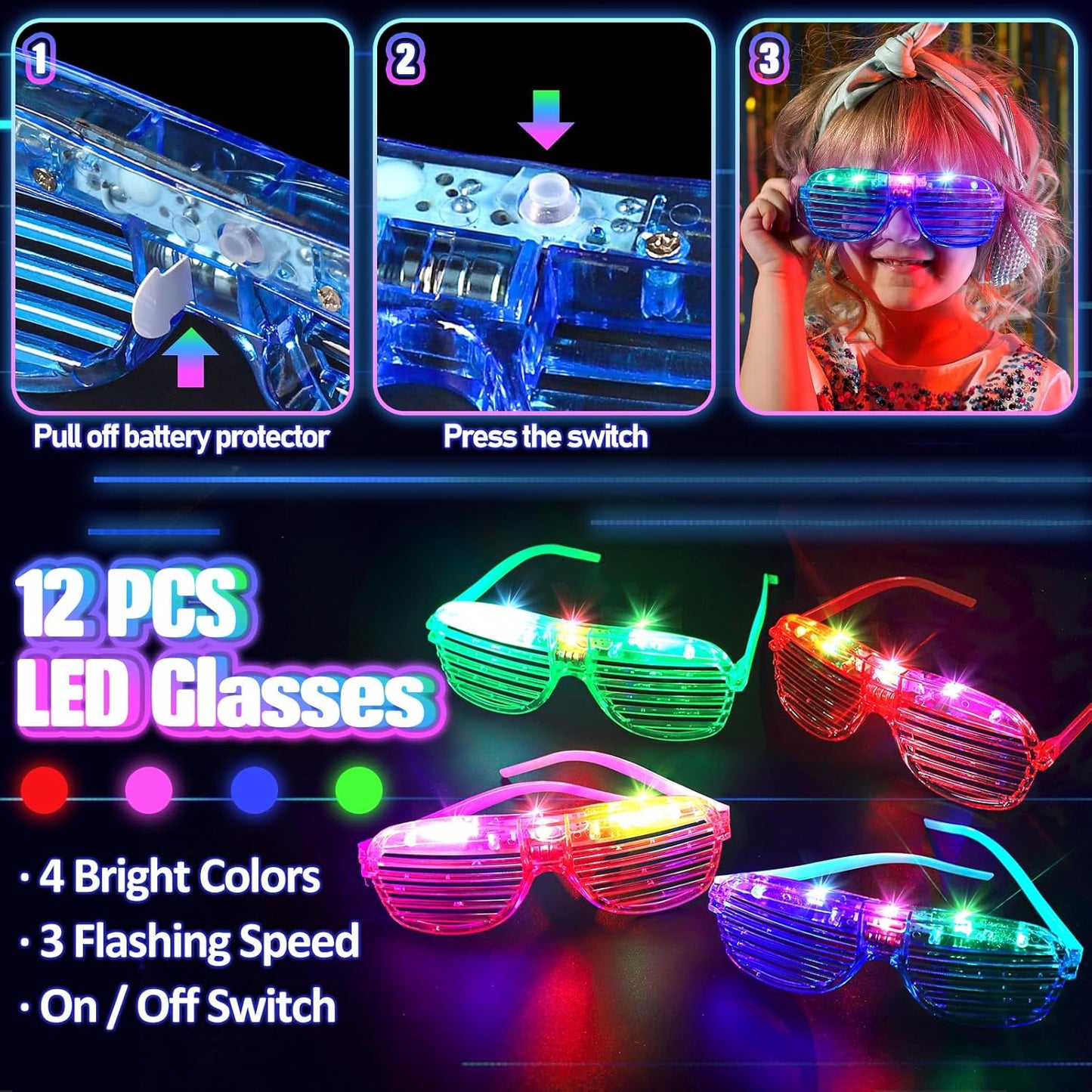 150PCS Glow in the Dark Party Supplies for Kids Adults, Light Up Party