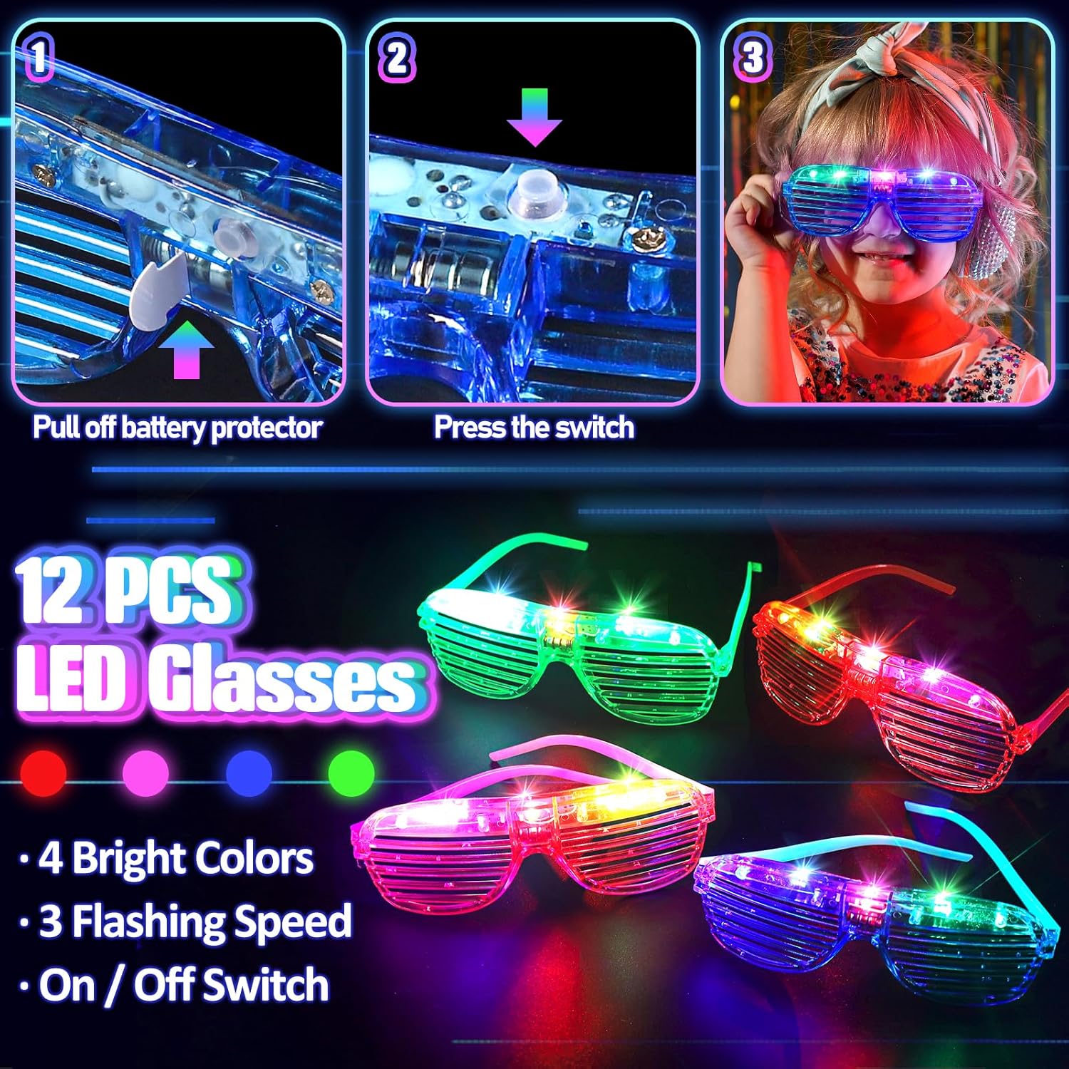 150PCS Glow in the Dark Party Supplies for Kids Adults, Light Up Party