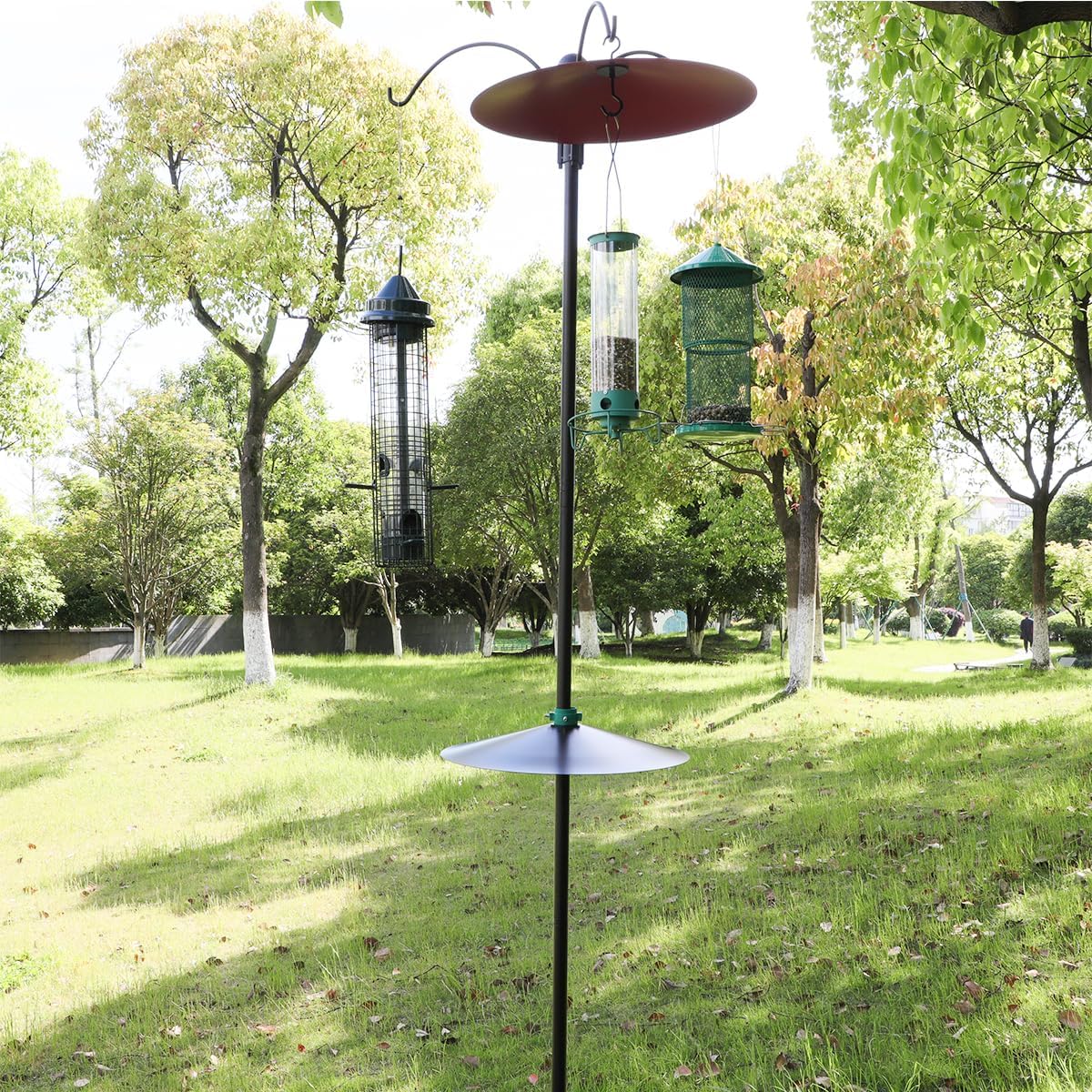 One-Piece 17" Metal Squirrel Baffle - Solid Steel Guard for Bird Feeder Poles & Hanging Feeders | Chew-Proof, No Assembly | 2 Installation Options-Black