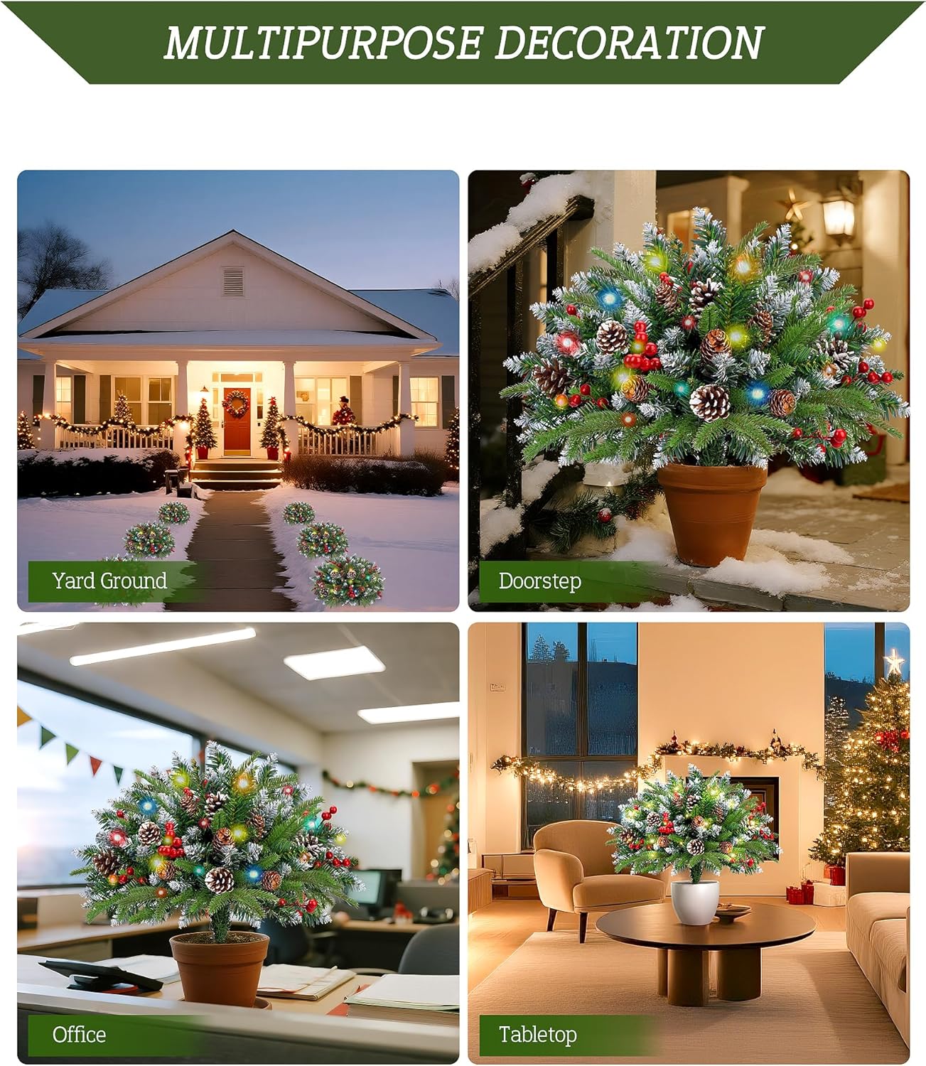 Set of 2 Christmas Planter/Urn Fillers Outdoor Front Porch, Artificial