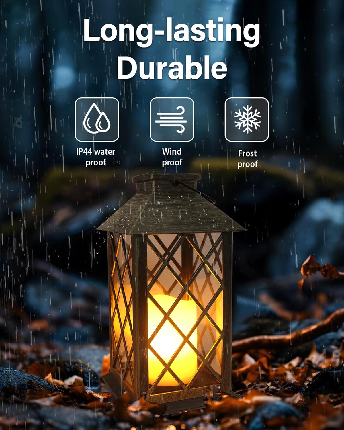 SHYMERY Solar Lantern,Outdoor Garden Hanging Lanterns,2 Pack 14 Inch Lasts 3X Longer 10 lumens Waterproof LED Flickering Flameless Candle Mission Lights for Table,Outdoor,Party Decorative