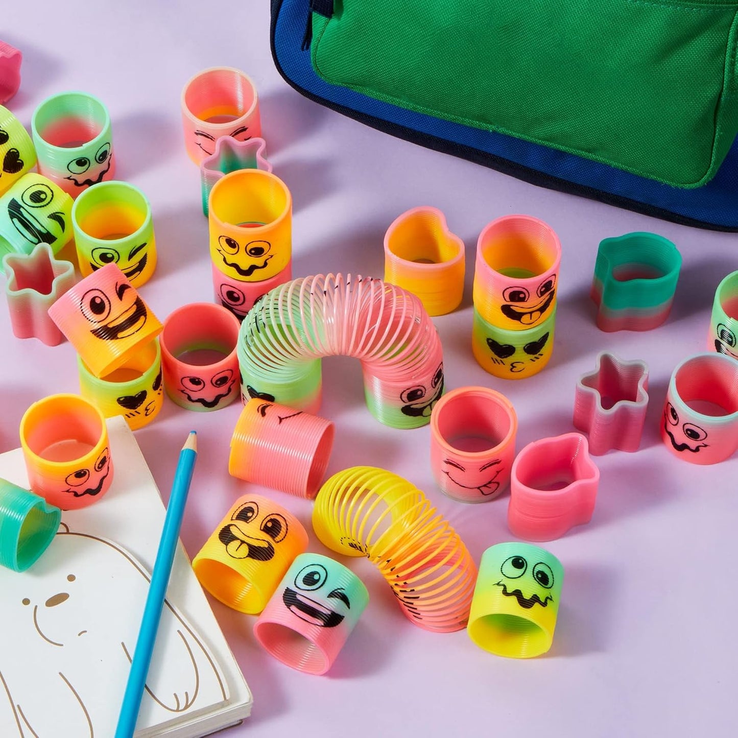 JOYIN 30 Pcs Spring Rainbow Party Favor, Mini Plastic Coil Spring Toy, Fidget Stress Coil Mini Springs Bulk Toys for Carnival Prize Birthday, Easter Goodie Bag Stuffers