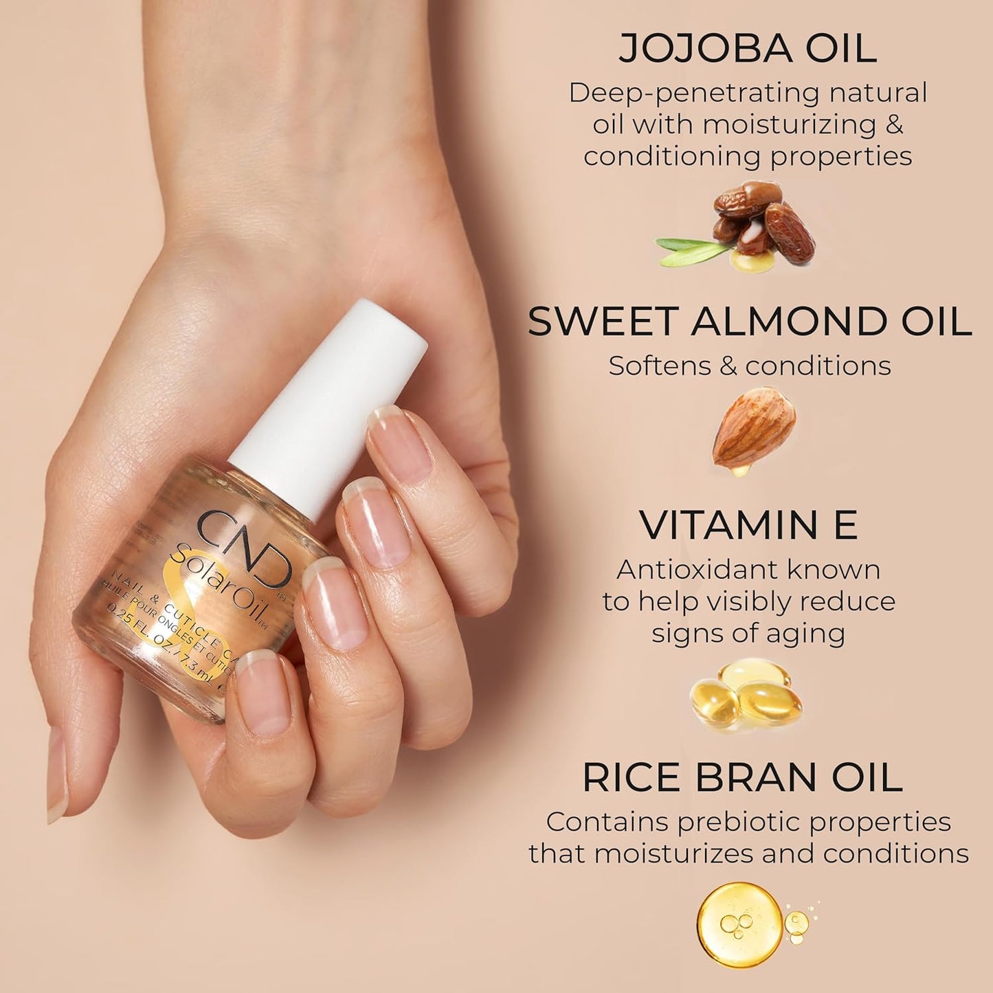 CND SolarOil Cuticle Oil, Natural Blend Of Jojoba, Vitamin E, Rice Bra