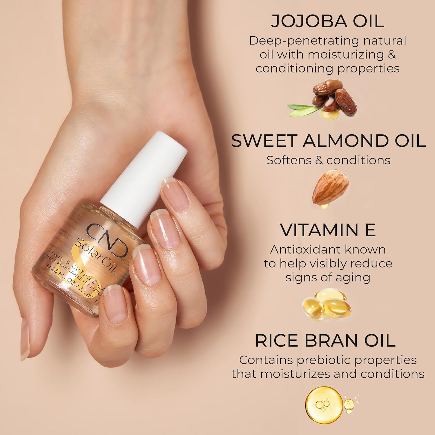 CND SolarOil Cuticle Oil, Natural Blend Of Jojoba, Vitamin E, Rice Bra