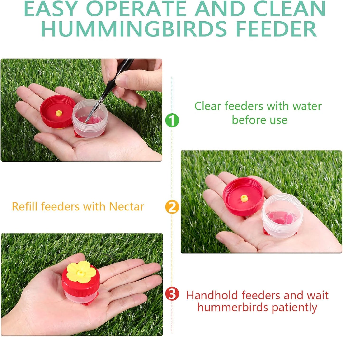 Zopeal 4 Pieces Hummingbird Wrist Feeder for Outdoor Hummingbird Hand Feeder Feeding Perch Feed with Adjustable Strap Flower Held Mini Hand Feeding Tools (Ring and Wrist Style)