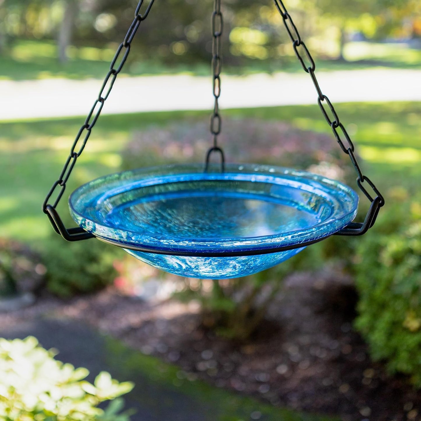 12" Teal Hanging Birdbath