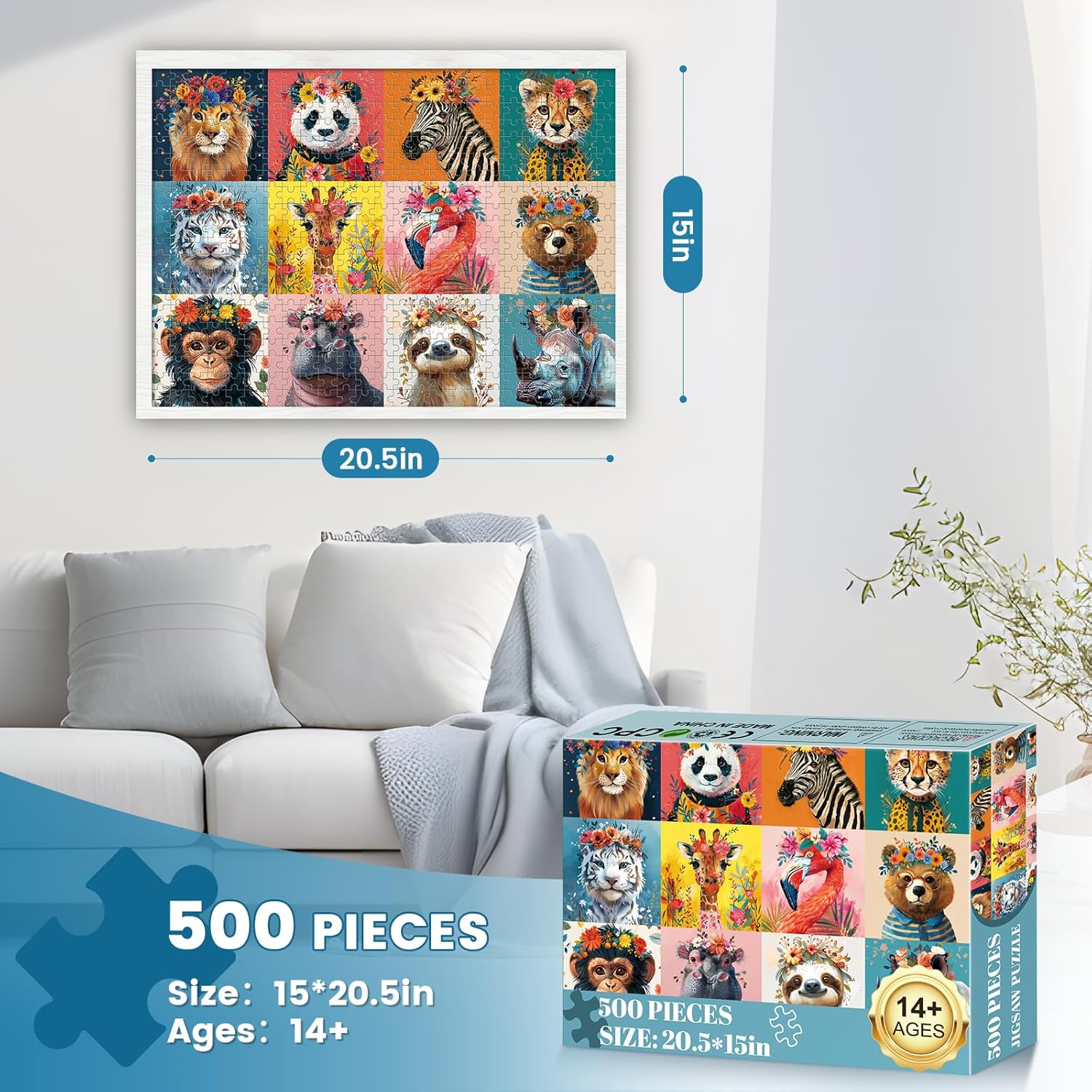 500 Piece Puzzles for Adults,Beautiful Wild Animals Jigsaw Puzzle for 