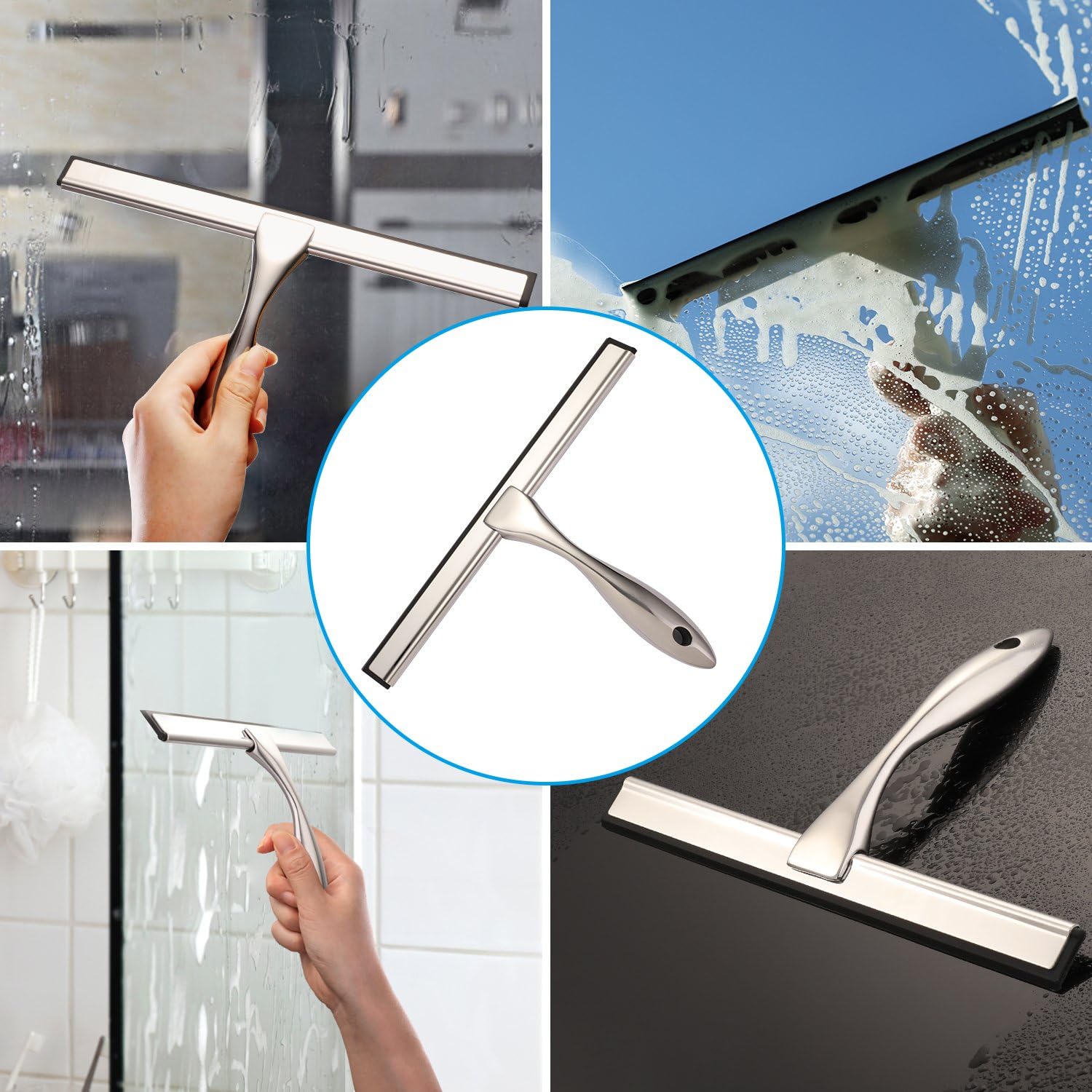 Hiware All-Purpose Shower Squeegee for Shower Doors, Bathroom, Window 