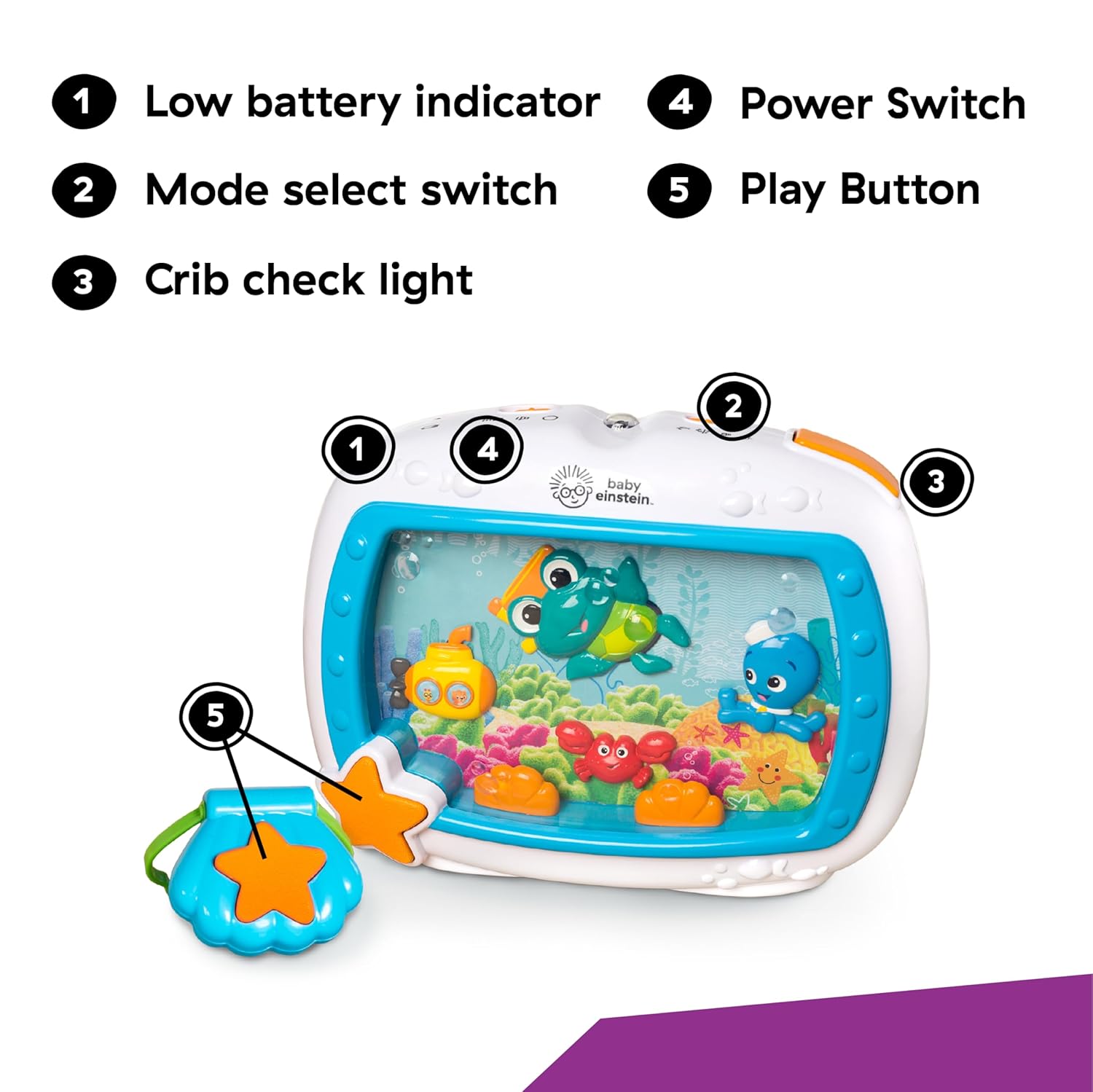 Baby Einstein Sea Dreams Soother Musical Crib Toy and Sound Machine, N