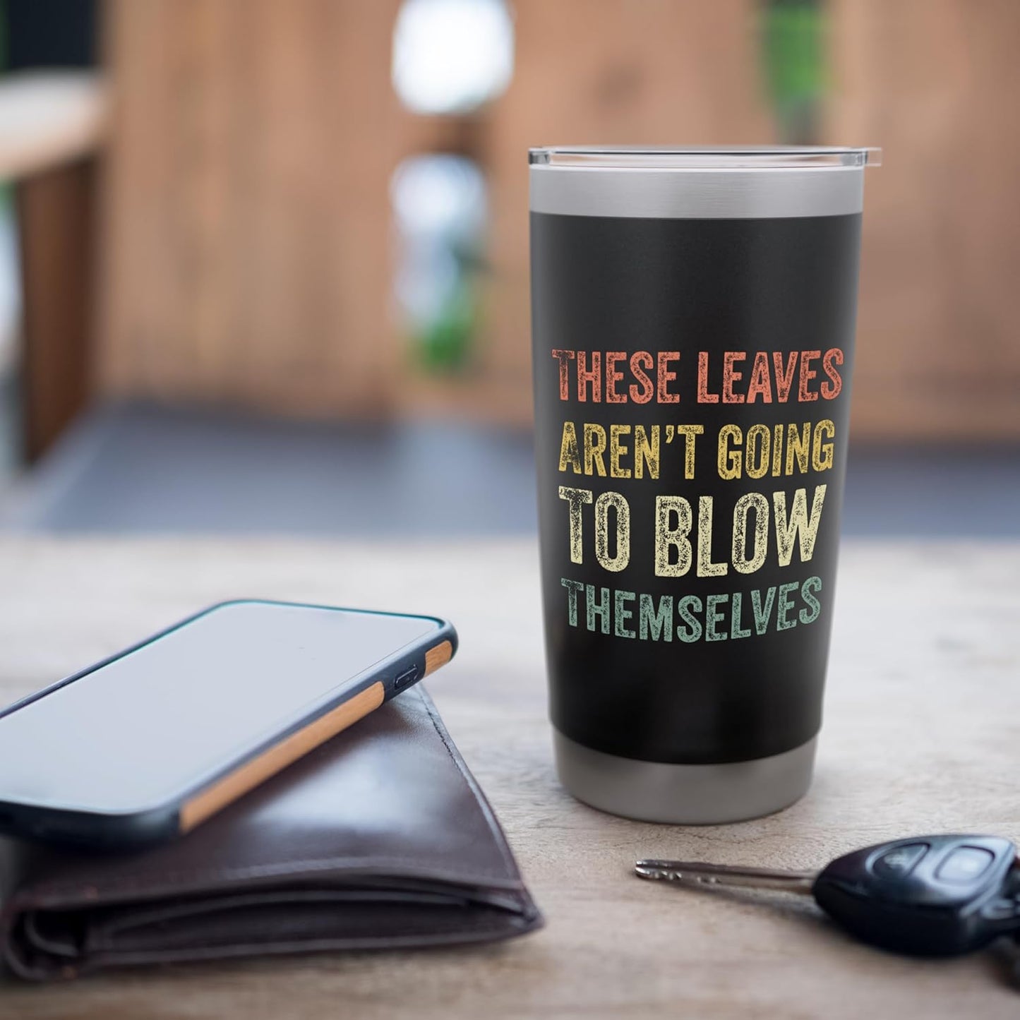 Retro Yard Work Landscape Lawn Care Worker Funny Leaf Blower Stainless Steel Insulated Tumbler