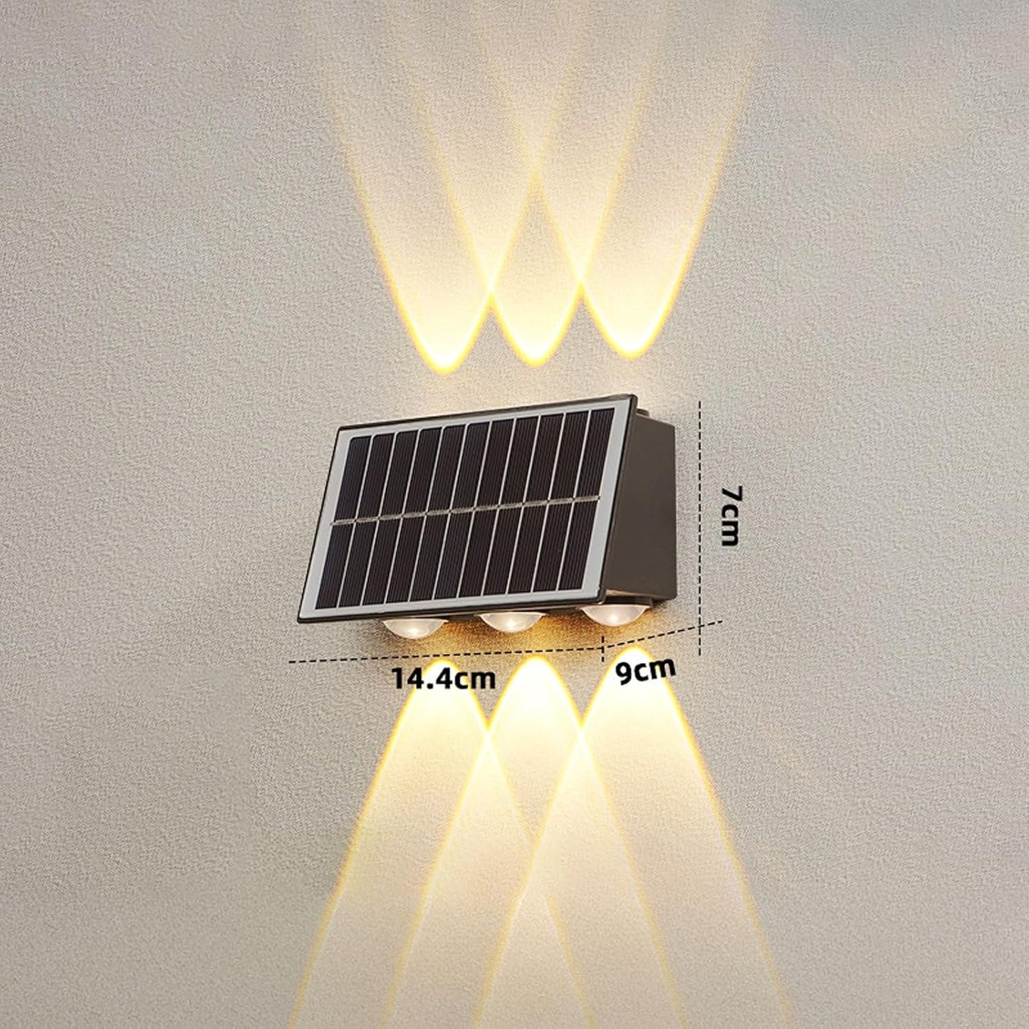 Modern Solar LED Outdoor Wall Light Sconce IP65 Waterproof Aluminum Up Down Light Fixture, Dusk to Dawn Auto On/Off Exterior Warm Lighting for Garden Patio Porch Fence Pathway Cottage(Small)