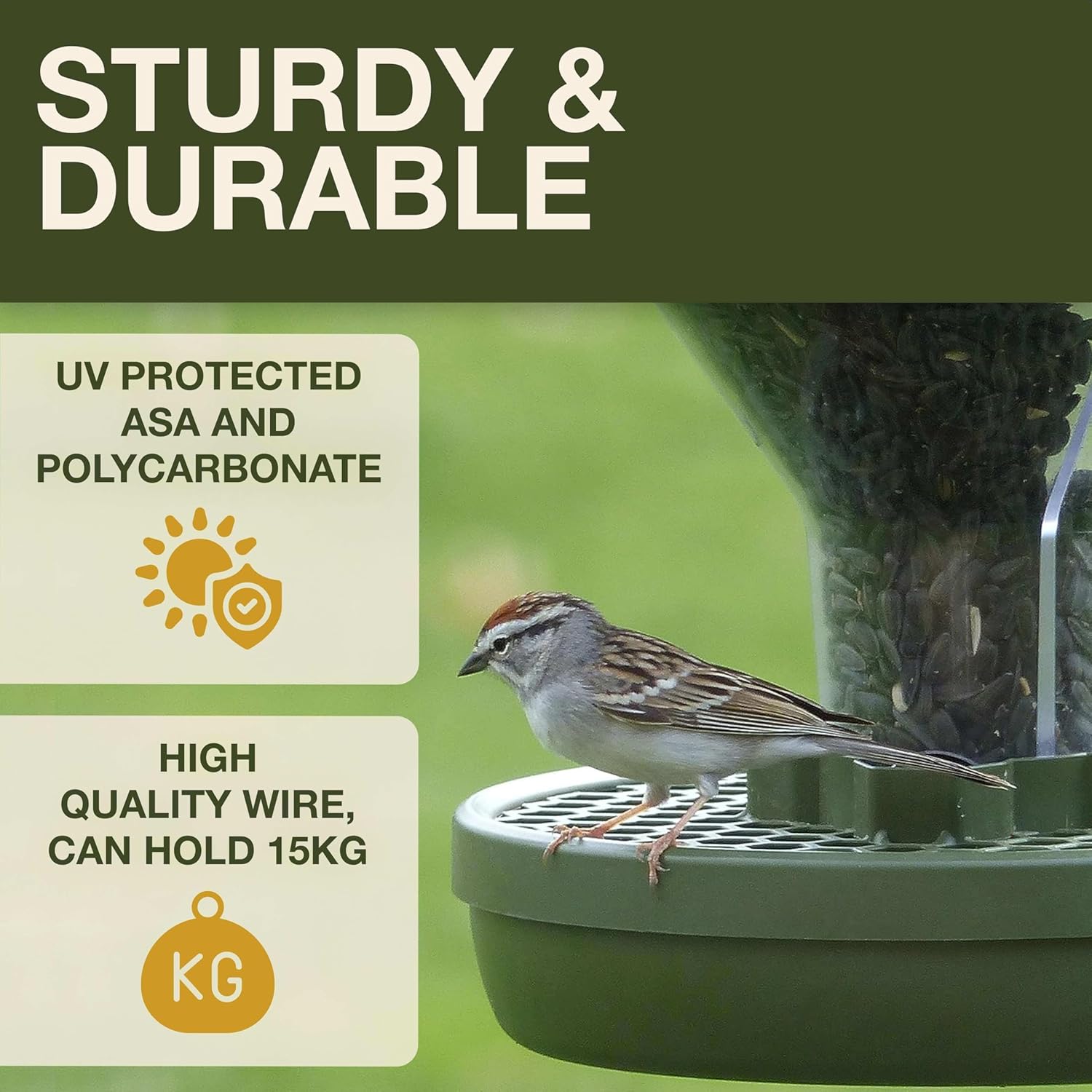 SWISSINNO Bird Feeders - No Mess Hanging Bird Feeder for Outdoors - Sm