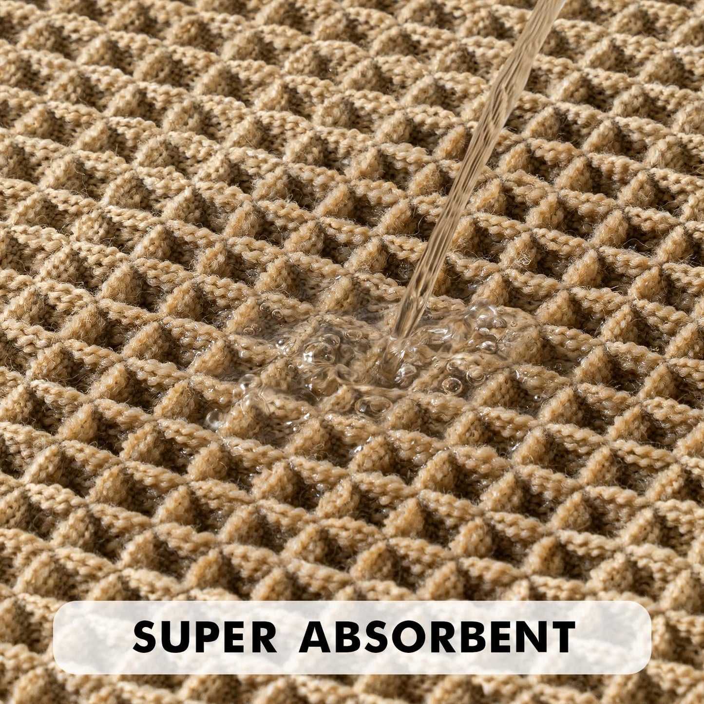 MIULEE Set of 2 Waffle Bathroom Rugs, Boho Bath Rugs Non Slip Washable, Super Absorbent Bath Mats, Ultra Soft Rubber Backed Shower Mats for Bathroom Floor, Tub and Shower, Brown, 18x30 Inch