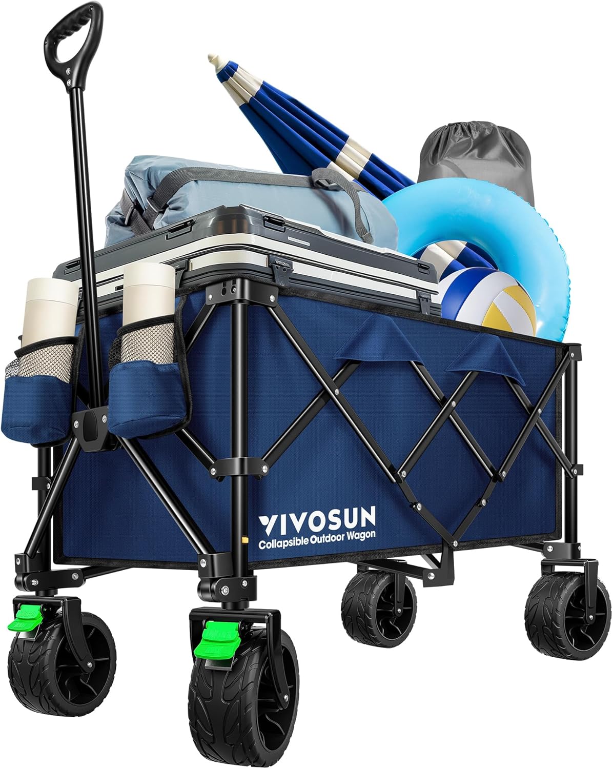 VIVOSUN Collapsible Folding Wagon, Outdoor Utility with Silent All-Ter