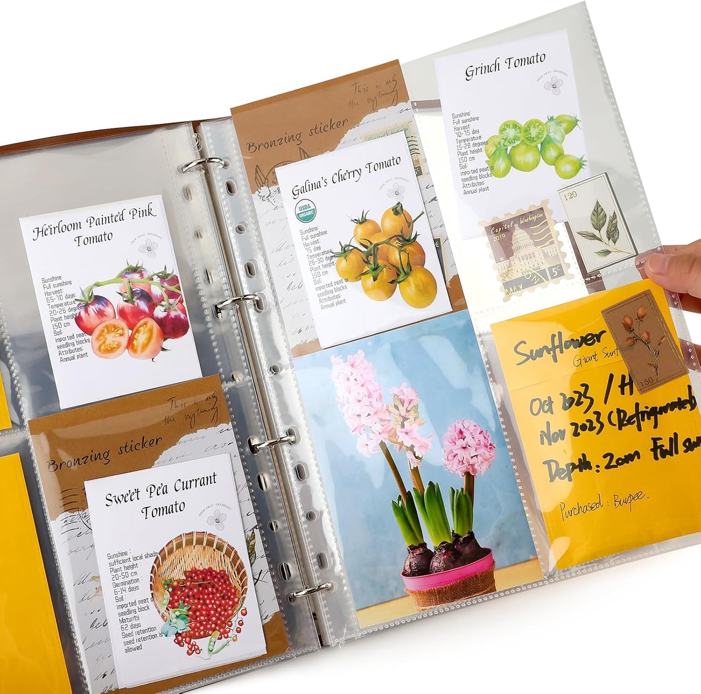 Seed Packet Organizer Binder, Garden Planner Packet with 25 Pack Clear