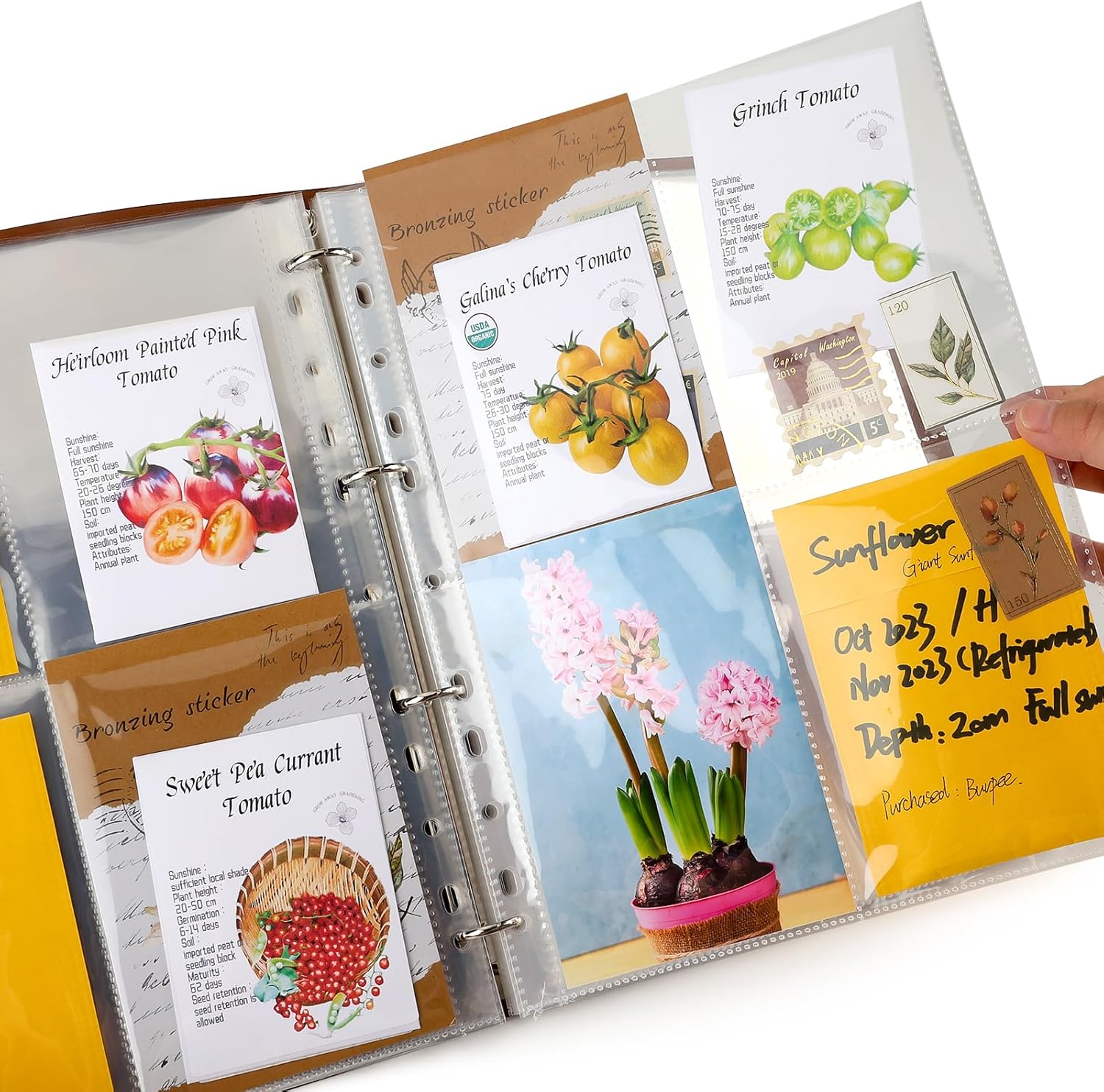 Seed Packet Organizer Binder, Garden Planner Packet with 25 Pack Clear