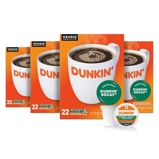 Dunkin' Decaf Medium Roast Coffee, 22 Count(Pack of 4)