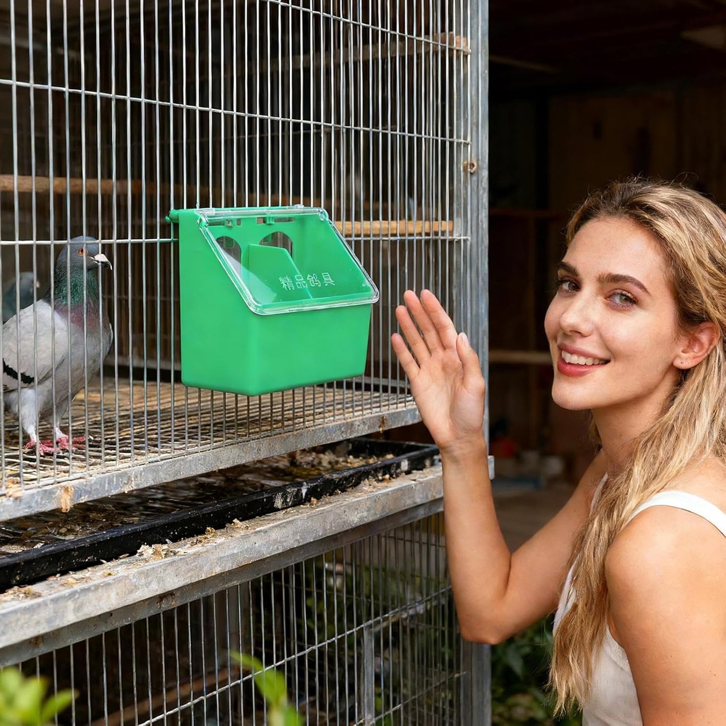 Bird Feeder | Double-Hole Dispenser,Pet Pigeon Food Dispenser Box,for Parakeet Parrot Chicken Quail Poultry Indoor Outdoor Garden Backyard Farm