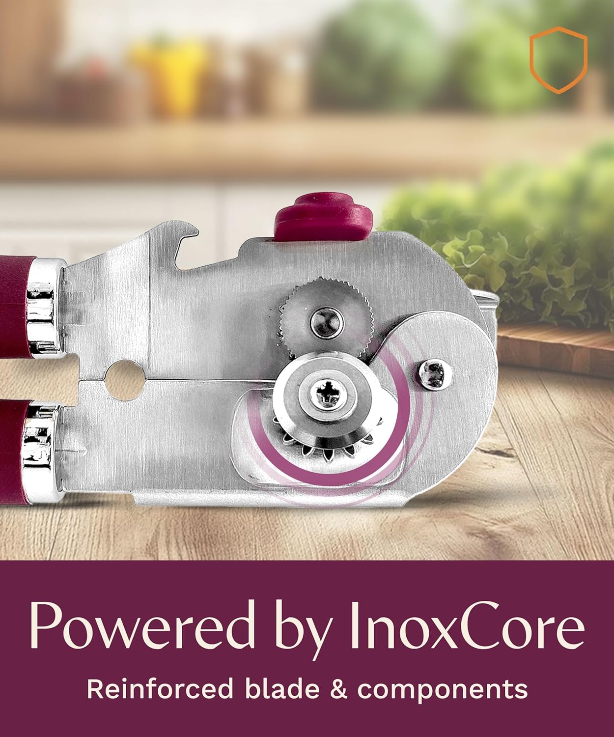 Premium Multifunction Magnetic Manual Can Opener and Bottle Opener, Heavy Duty Stainless Steel Sharp Cutting Blade and Oversized Easy Turn Knob, Soft-Touch Handle, Kitchen Use, Mauve