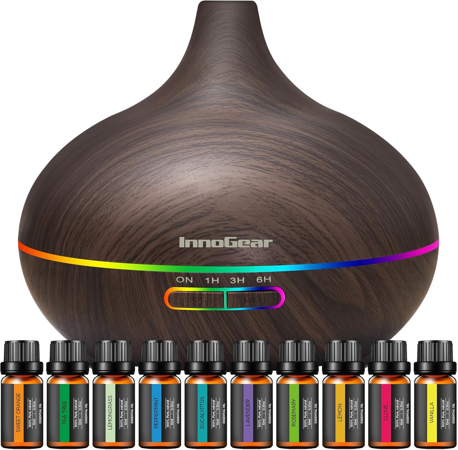 InnoGear Aromatherapy Diffuser & 10 Essential Oils Set, 400ml Diffuser