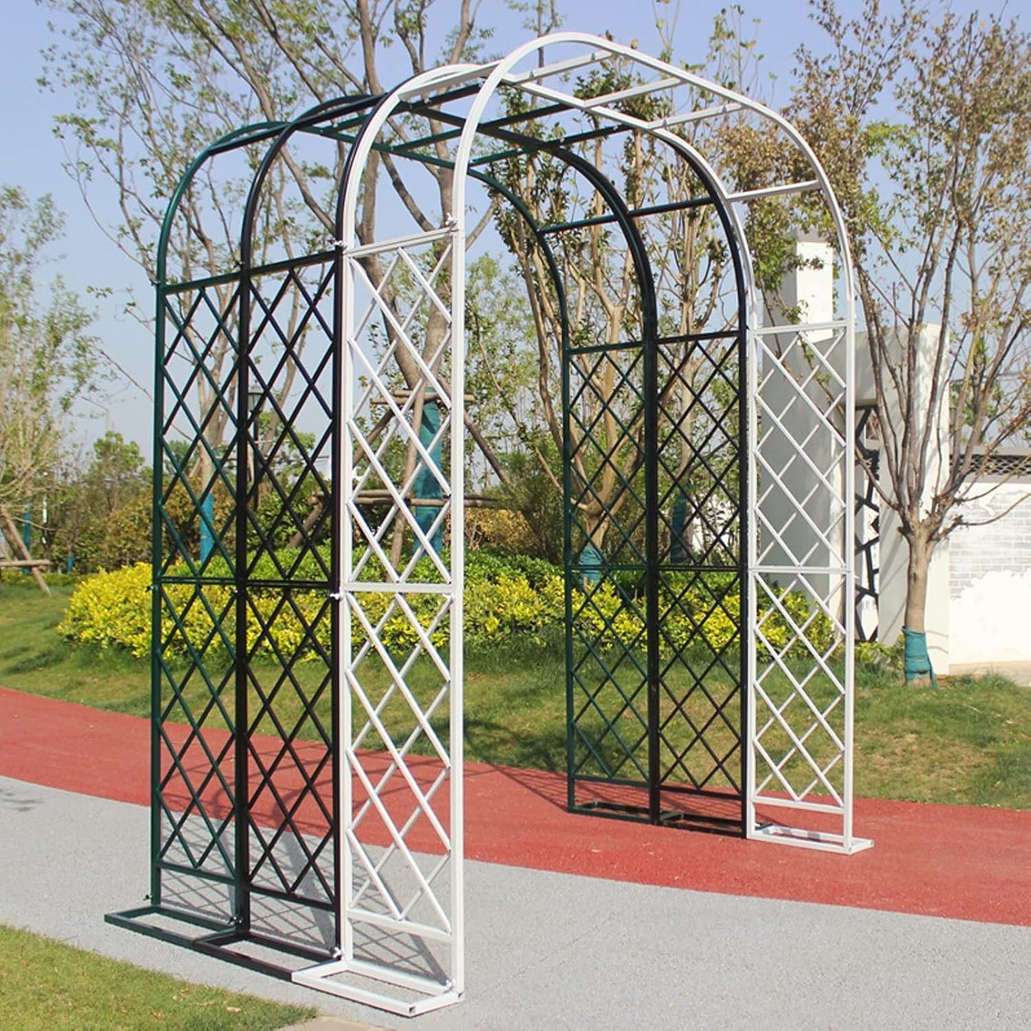 Heavy Duty Garden Arch 2.3M Metal Trellis for Climbing Plants, Vines & Roses - Durable Outdoor Support Structure for Lawn, Backyard, Patio & Weddings (Green, 180x40x230c