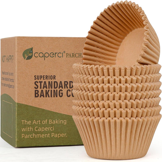 Caperci 225pcs Parchment Cupcake Liners - Standard Muffin Cups Liners for Baking, Parchment Paper Cupcake Wrappers with Excellent Greaseproof, Balanced Non-Stick & Non-Slip, Food Grade (Natural)