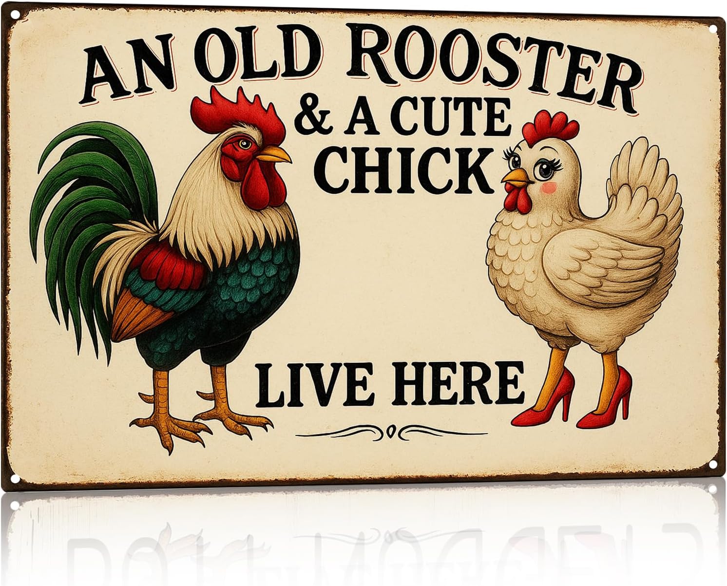 Madewell Living Funny Chicken Coop Sign, Farmhouse Wall Decor Metal Ti