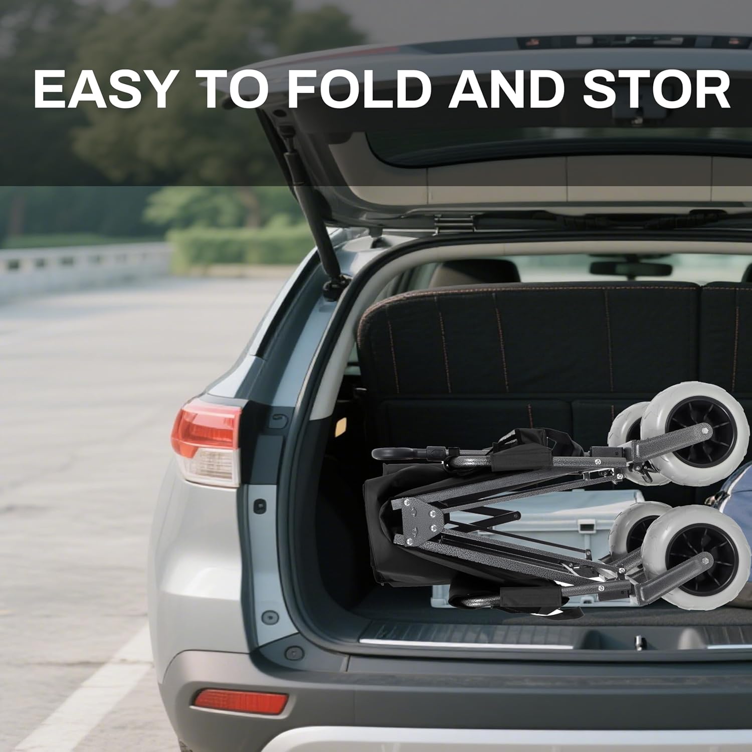 3-in-1 Heavy-Duty Folding Wagon with Bench Seat – 500lbs Capacity, All